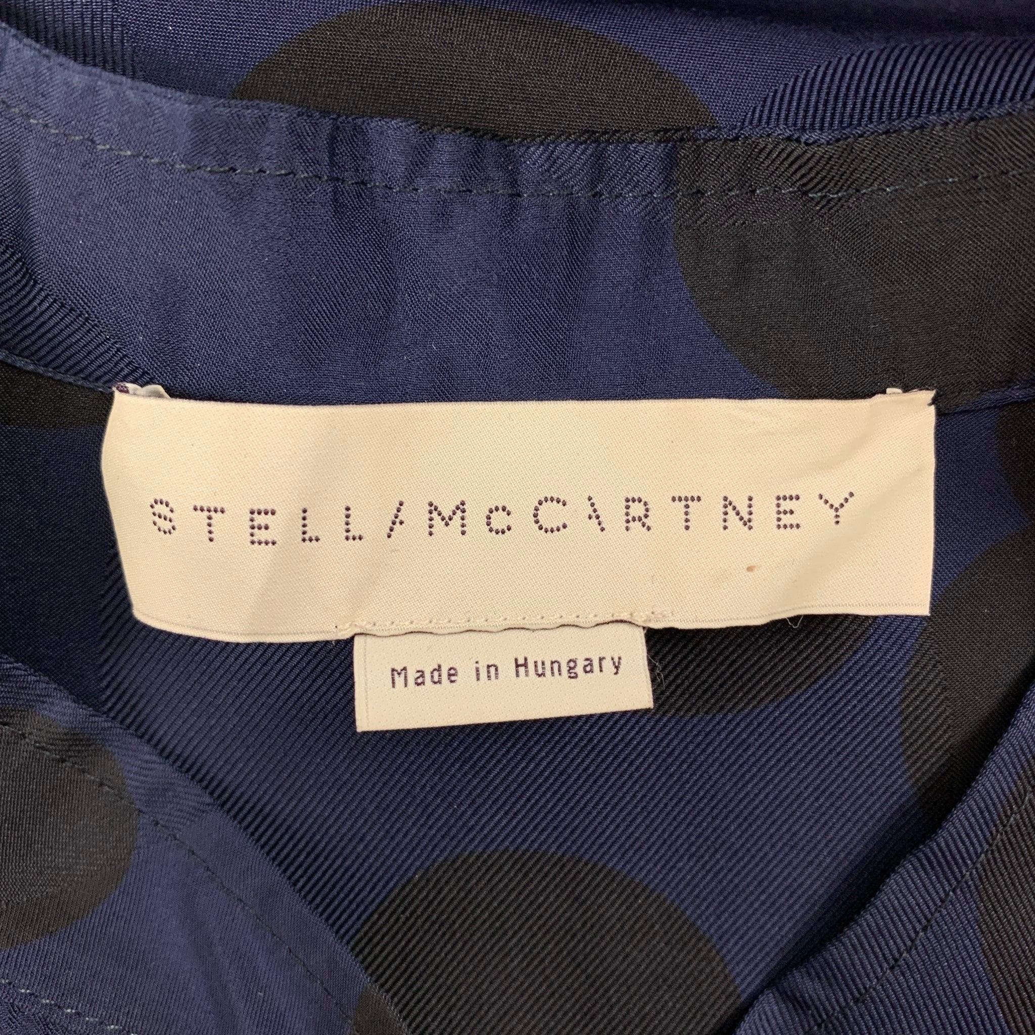 STELLA McCARTNEY Size 6 Navy Black Rayon Silk Polka Dot Casual Top For Sale 3