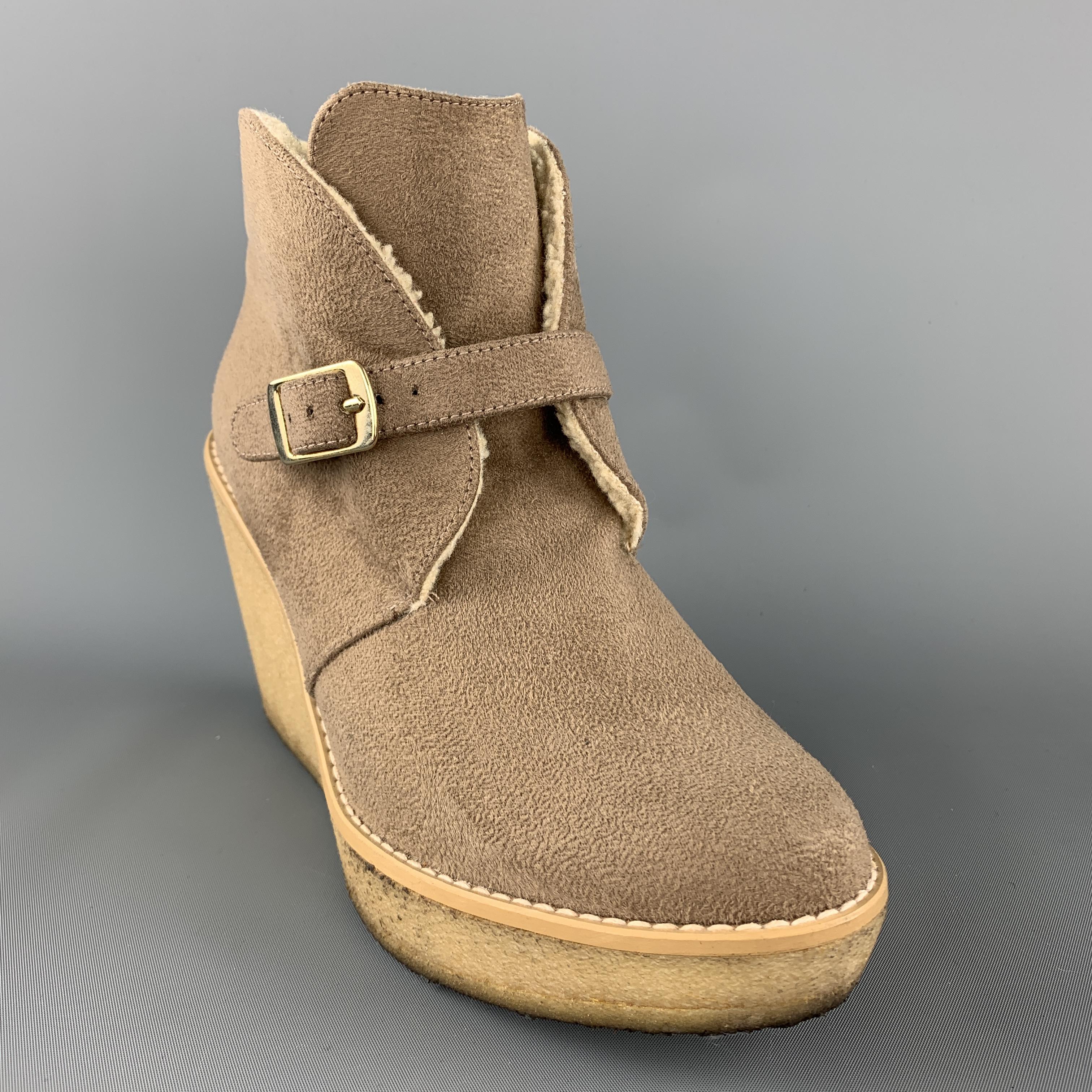 taupe wedge booties