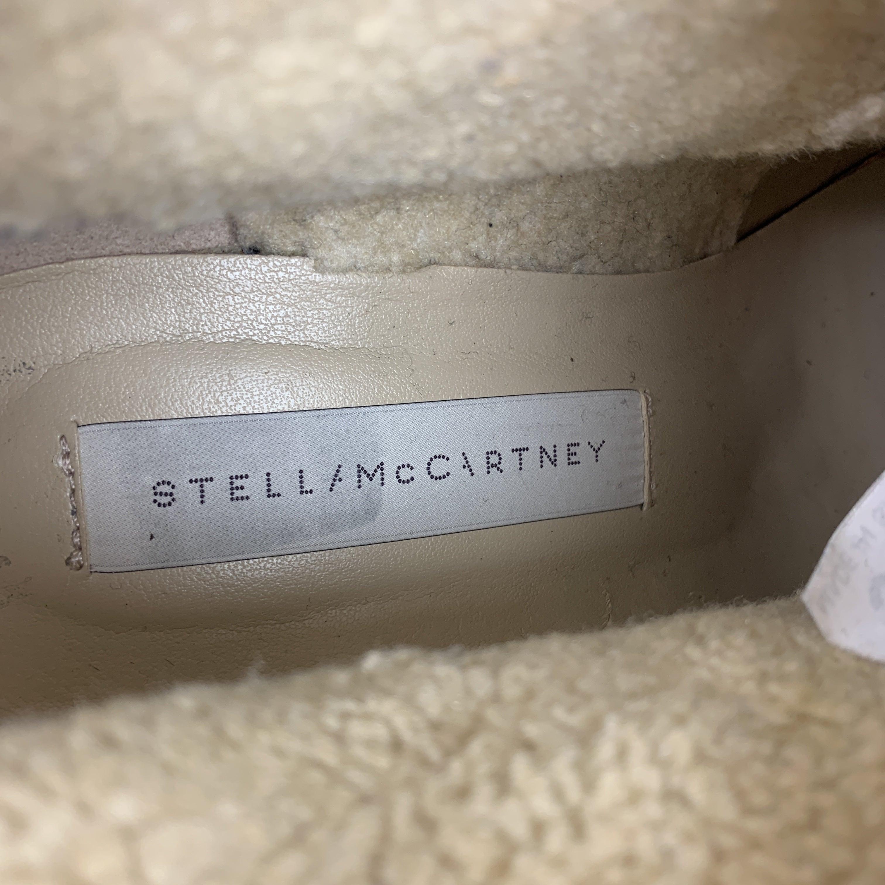 STELLA McCARTNEY Size 7 Taupe Faux Shearling Gum Wedge Boots For Sale 2