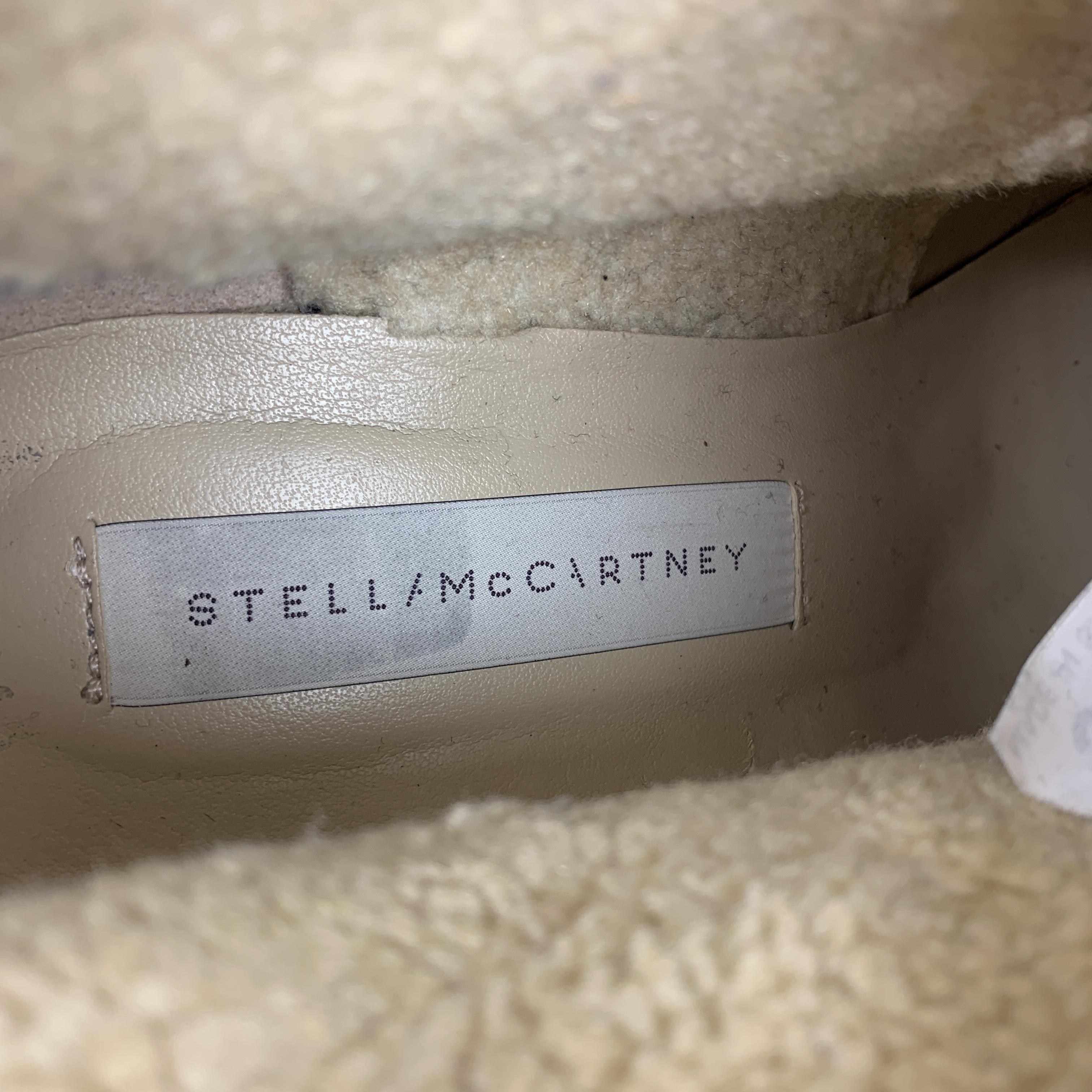 Women's STELLA McCARTNEY Size 7 Taupe Faux Shearling Gum Wedge Boots