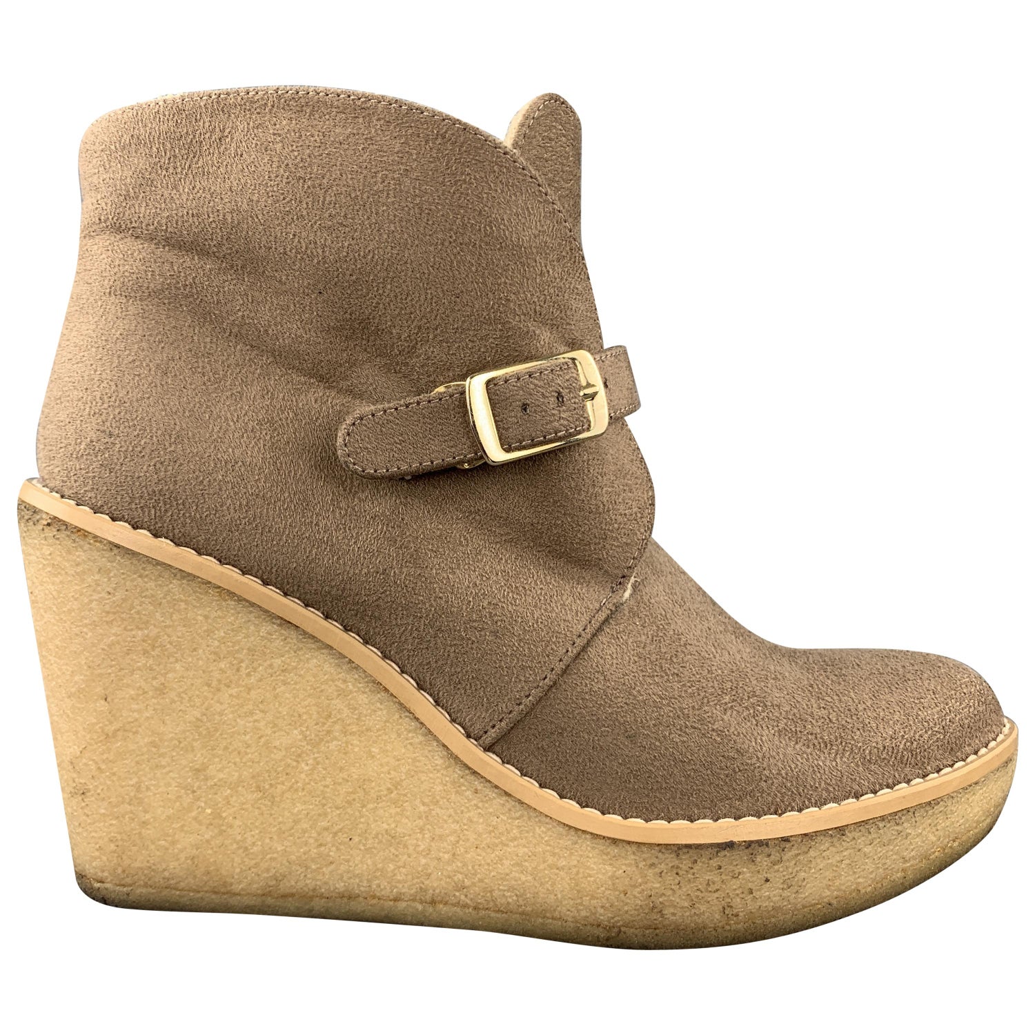 STELLA McCARTNEY Size 7 Taupe Faux Shearling Gum Wedge Boots For Sale at  1stDibs | stella mccartney wedge boots