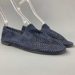 STELLA McCARTNEY Size 7.5 Navy Perforated Faux Suede Flats