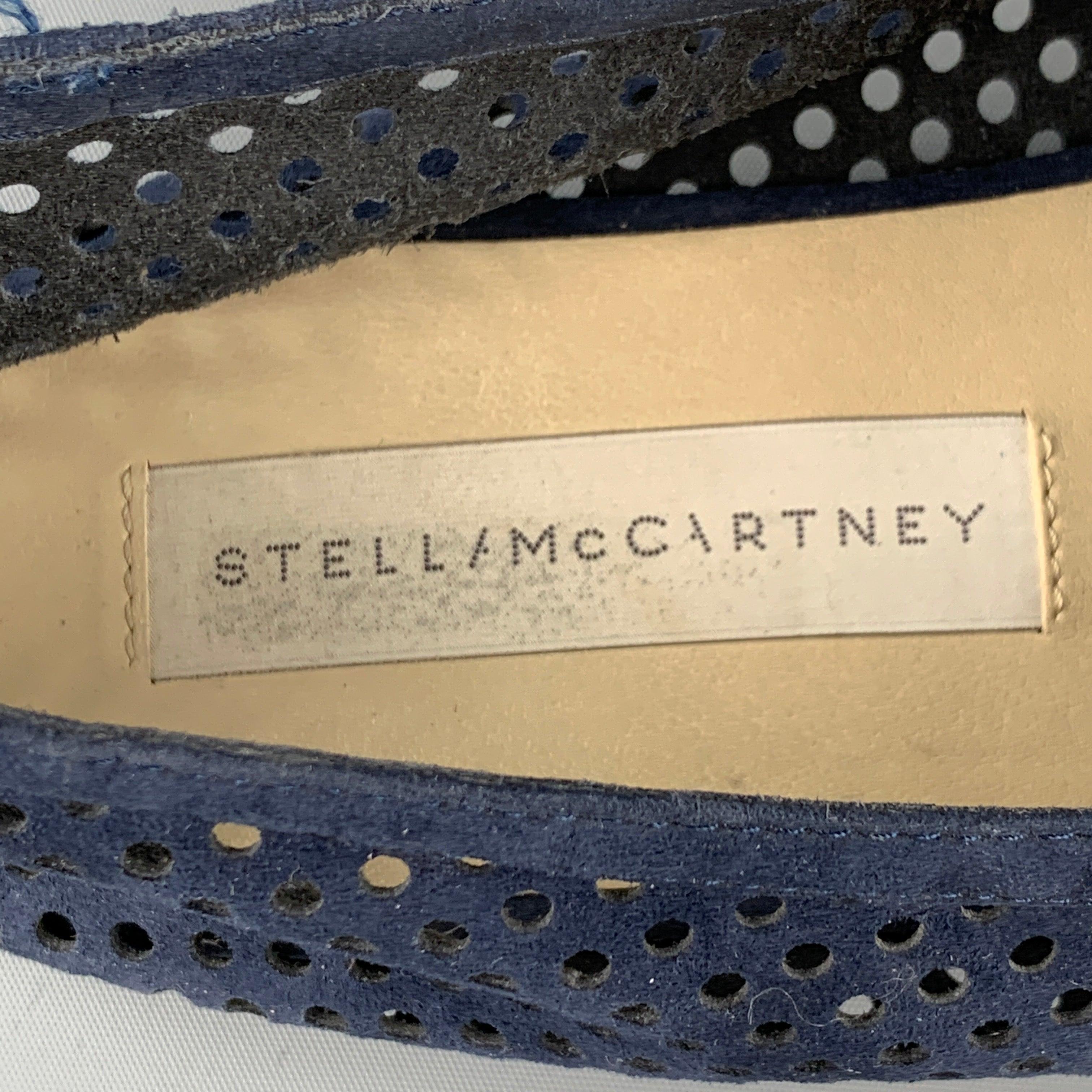 STELLA McCARTNEY Size 7.5 Navy Perforated Faux Suede Flats For Sale 4