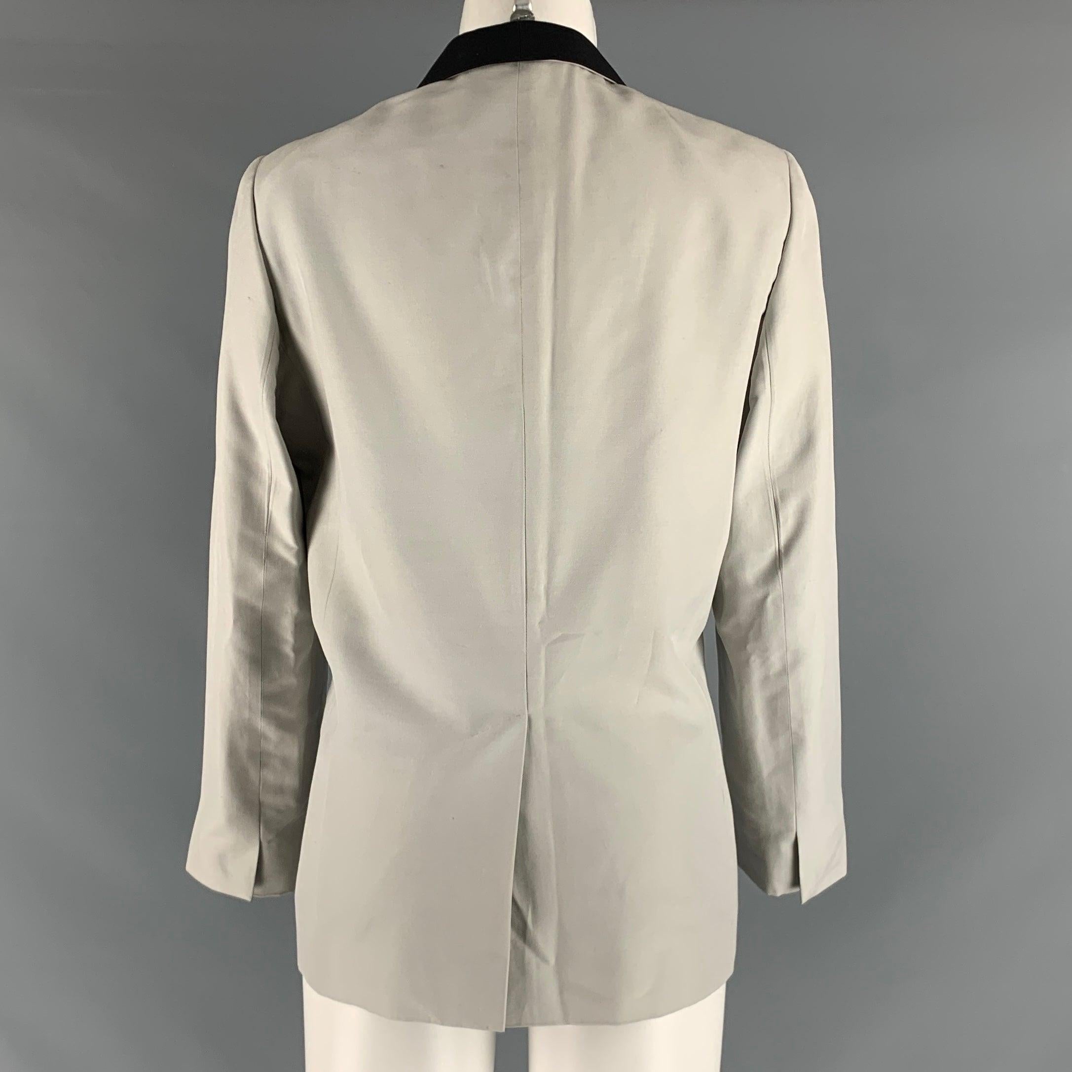 Women's STELLA McCARTNEY Size 8 Silver Black Silk Tuxedo  Blazer