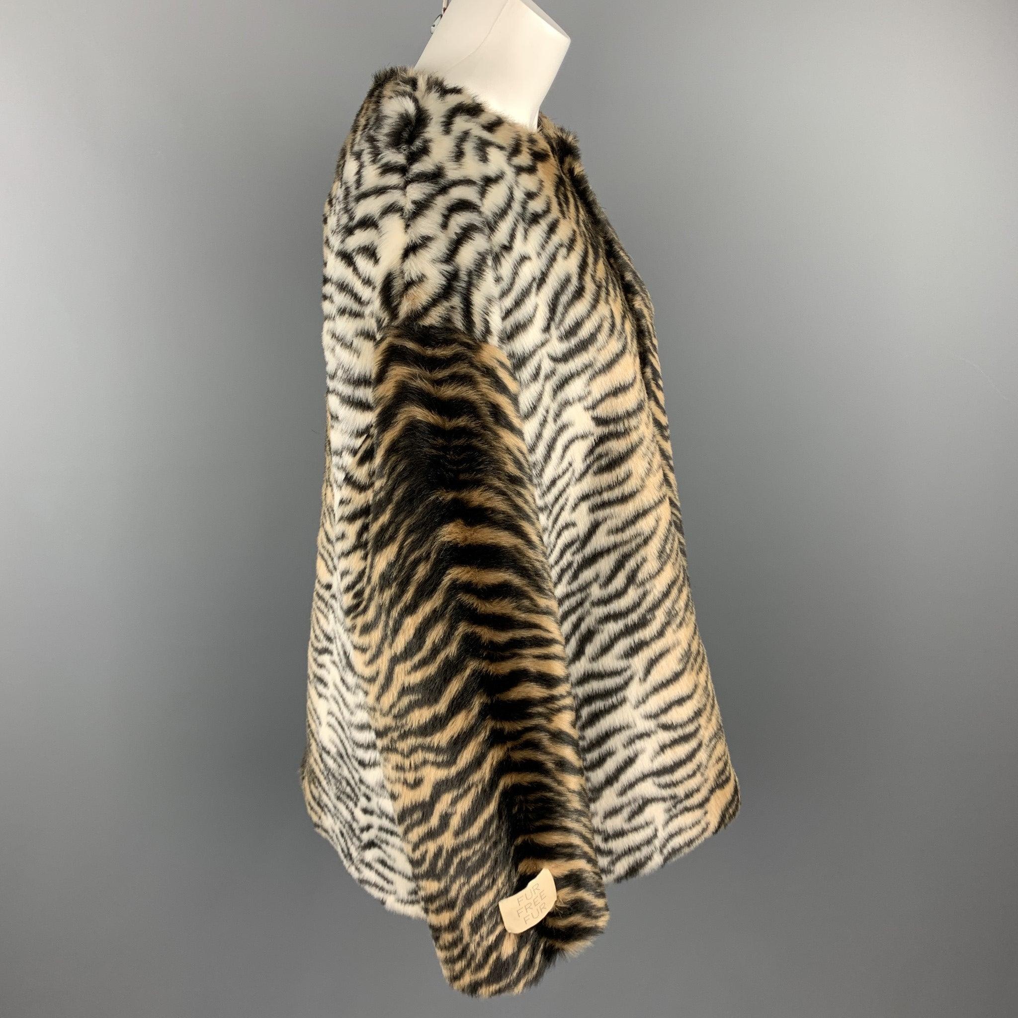 Women's STELLA McCARTNEY Size M Black & Tan Tiger Print Faux Fur Oversized Sweater For Sale