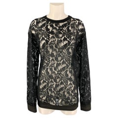 STELLA McCARTNEY Size S Black Lace Cotton & Polyamide Crew-Neck Pullover