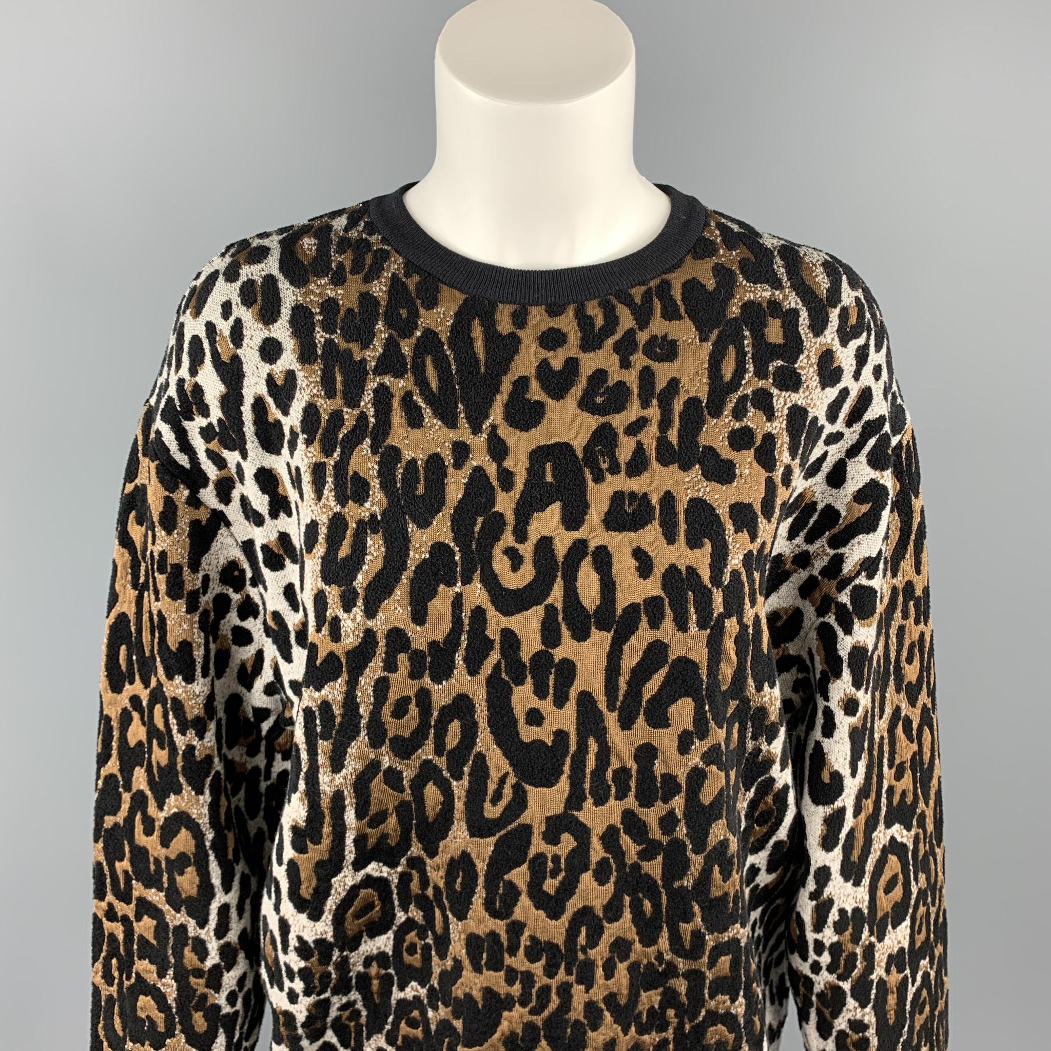 STELLA McCARTNEY pullover comes in a black & tan leopard print viscose blend featuring a crew-neck. Made in Italy.

Excellent Pre-Owned Condition.
Marked: IT 40

Measurements:

Shoulder: 20 in. 
Bust: 42 in. 
Sleeve: 23 in. 
Length: 27 in. 