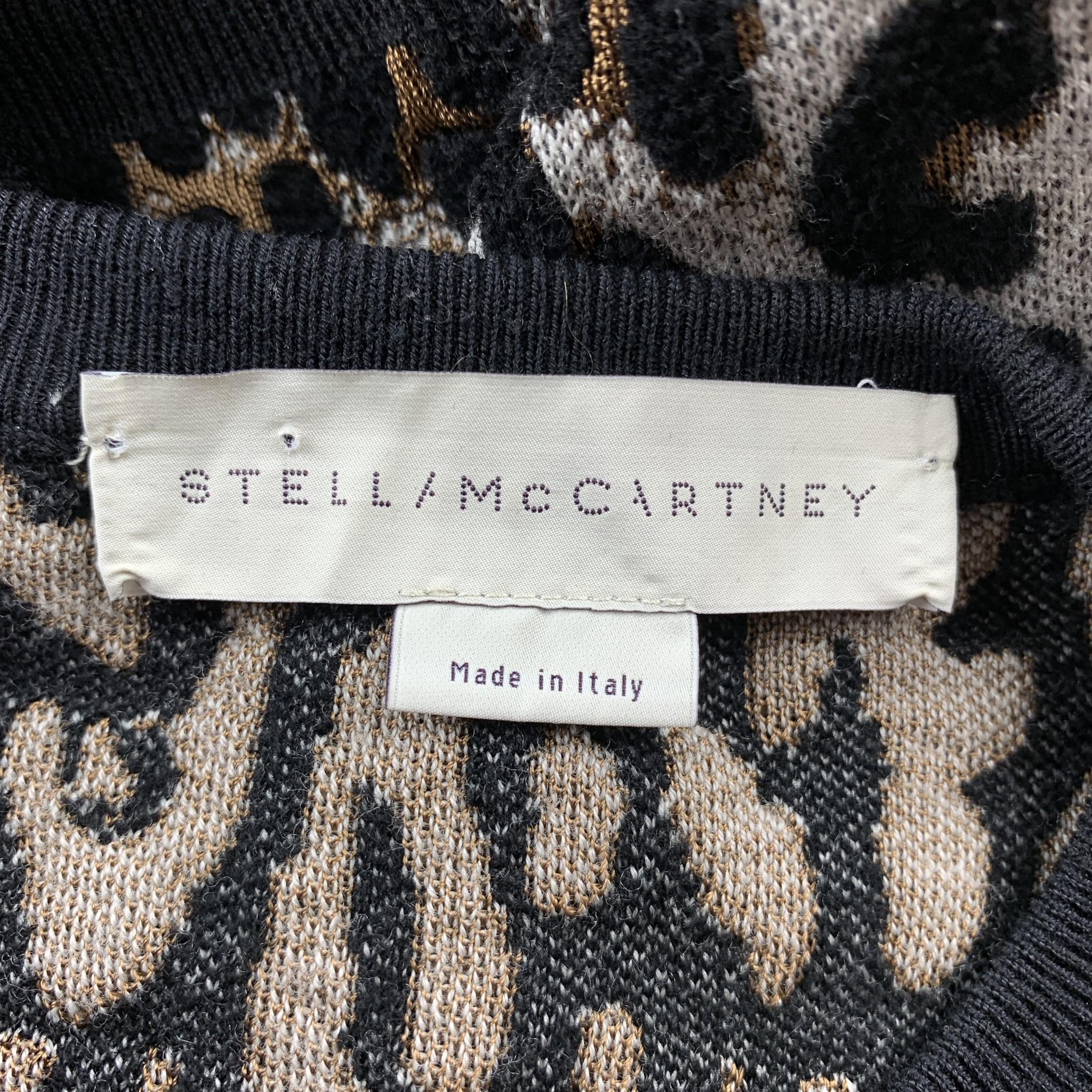 Women's STELLA McCARTNEY Size S Black & Tan Leopard Viscose Blend Pullover
