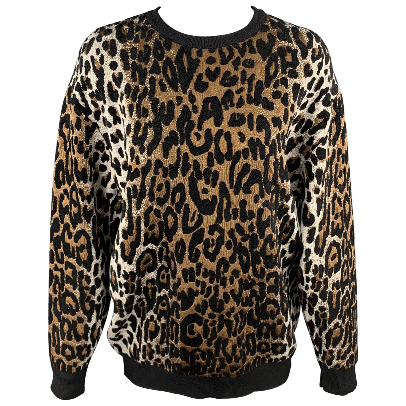 STELLA McCARTNEY Size S Black & Tan Leopard Viscose Blend Pullover