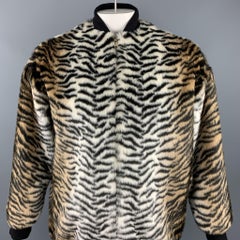 STELLA McCARTNEY Size S Black & Tan Tiger Faux Fur Jacket