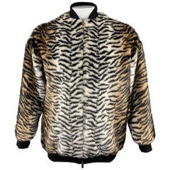 STELLA McCARTNEY Size S Black & Tan Tiger Faux Fur Jacket