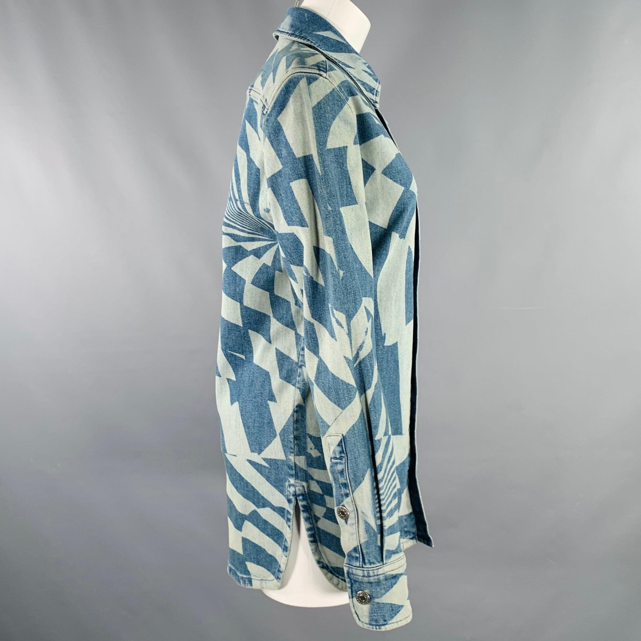 Gray STELLA McCARTNEY Size XXS Blue Light Blue Cotton Optical Jacket For Sale