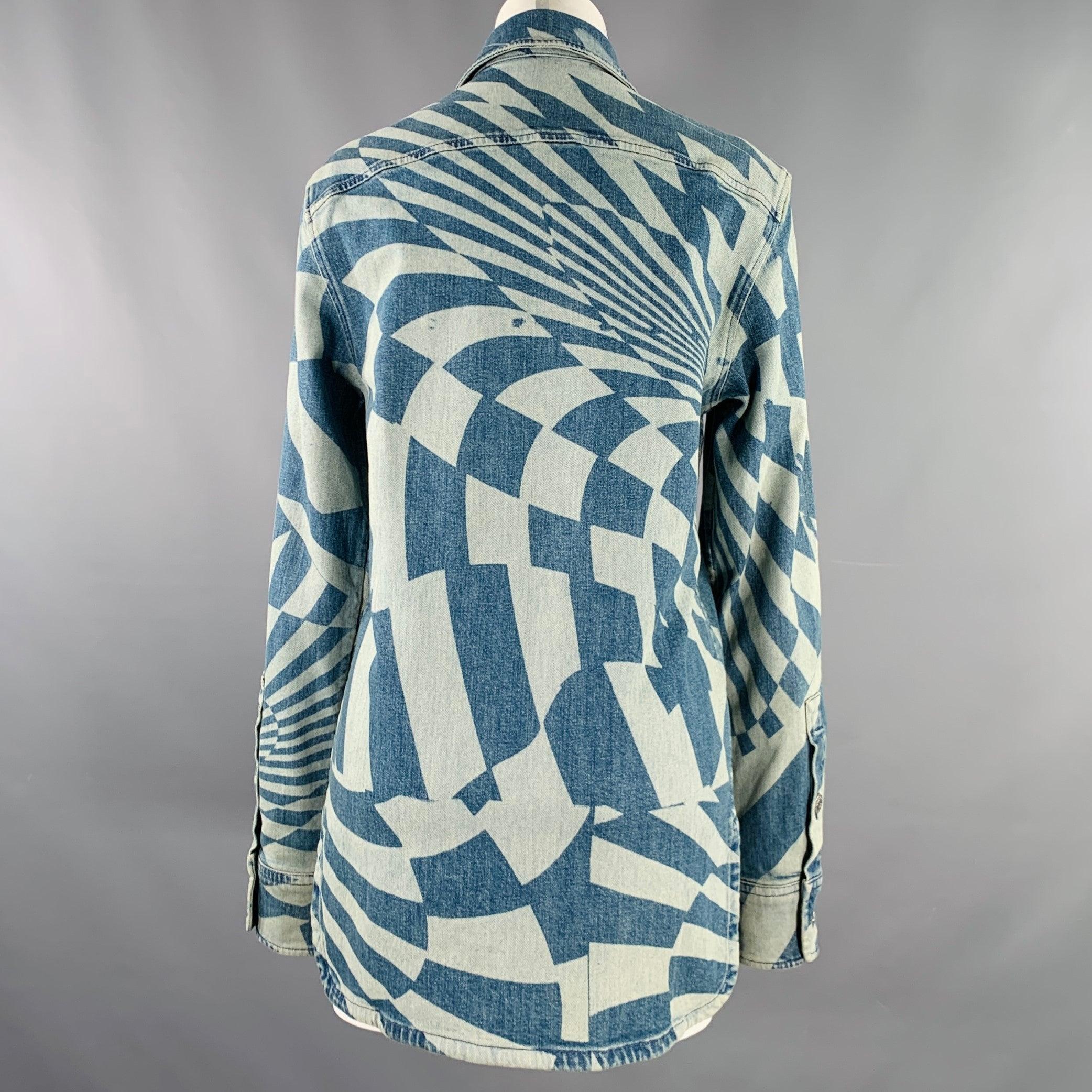Women's STELLA McCARTNEY Size XXS Blue Light Blue Cotton Optical Jacket For Sale