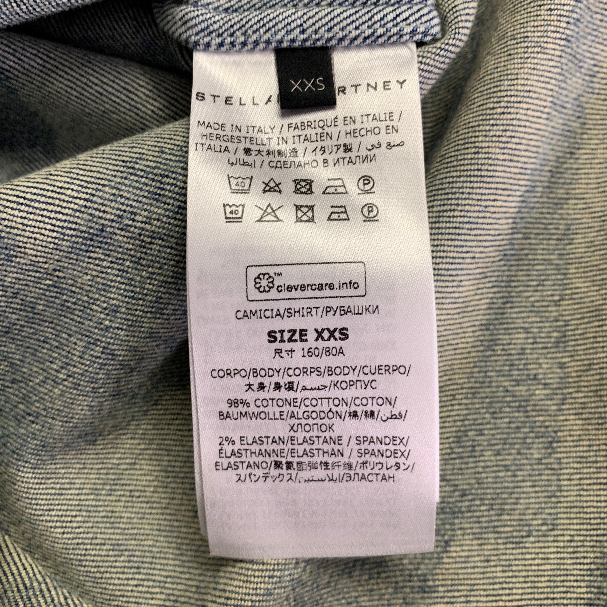 STELLA McCARTNEY Size XXS Blue Light Blue Cotton Optical Jacket For Sale 2