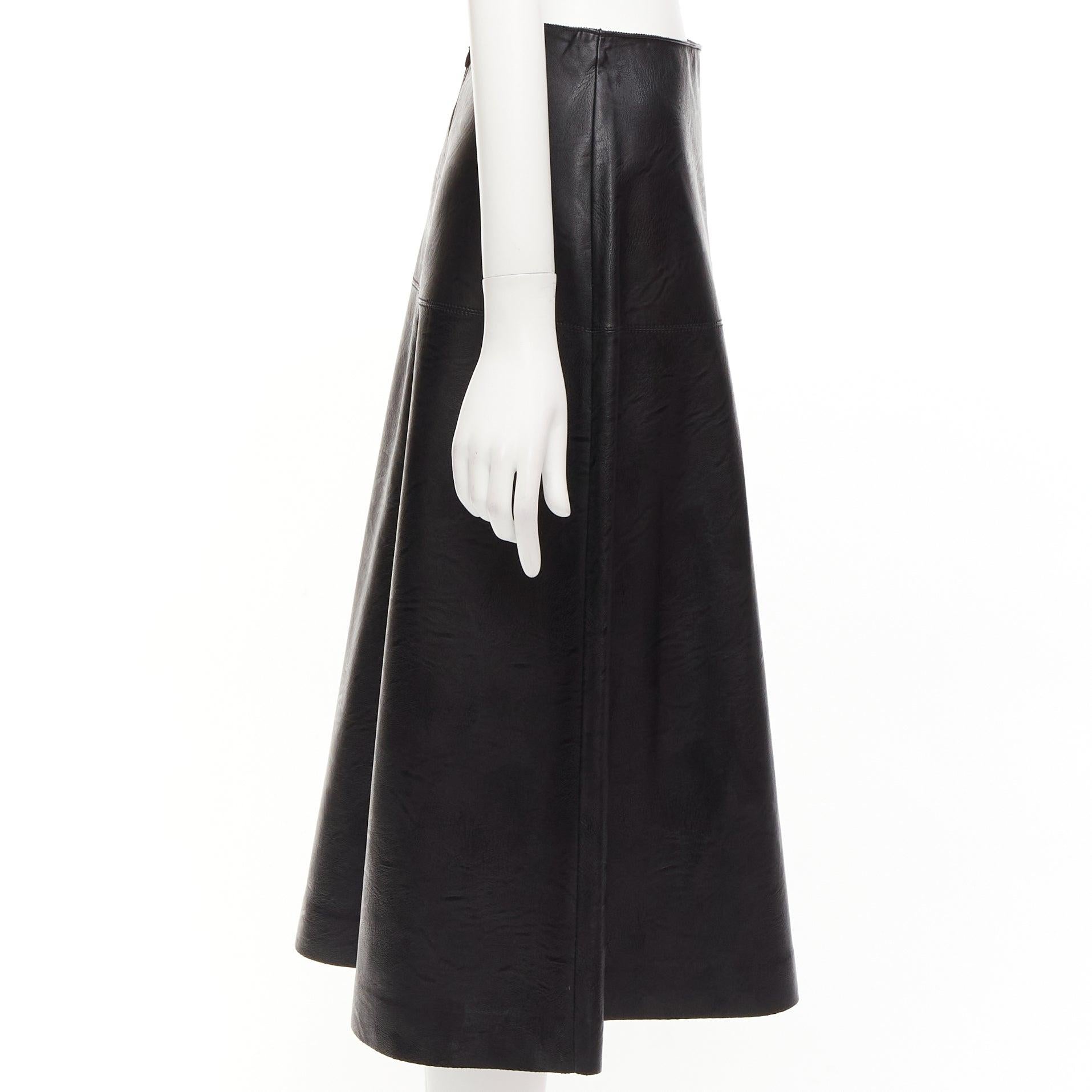 Black STELLA MCCARTNEY Skin Free black vegan leather A-line midi skirt IT40 S For Sale