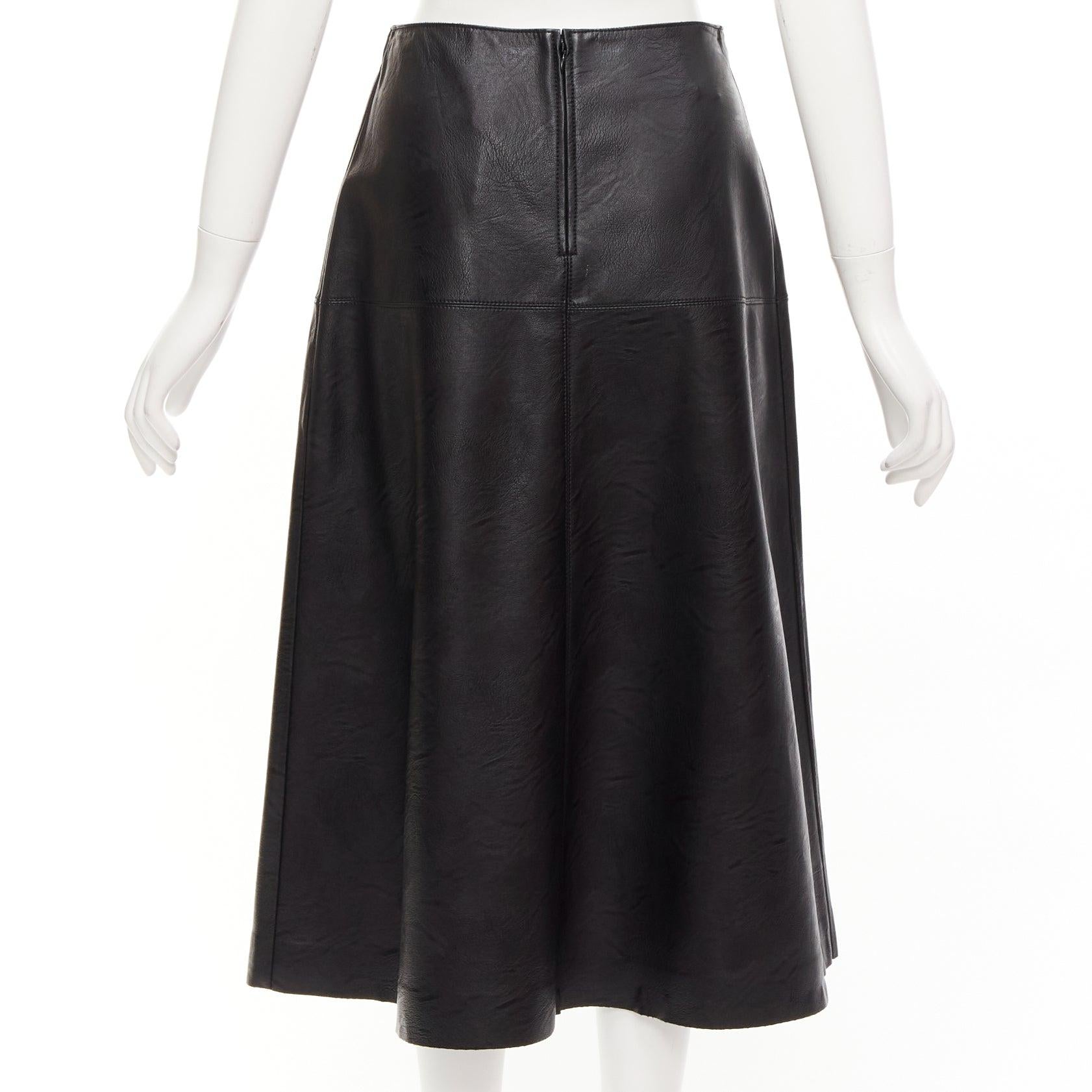 STELLA MCCARTNEY Skin Free black vegan leather A-line midi skirt IT40 S In New Condition For Sale In Hong Kong, NT