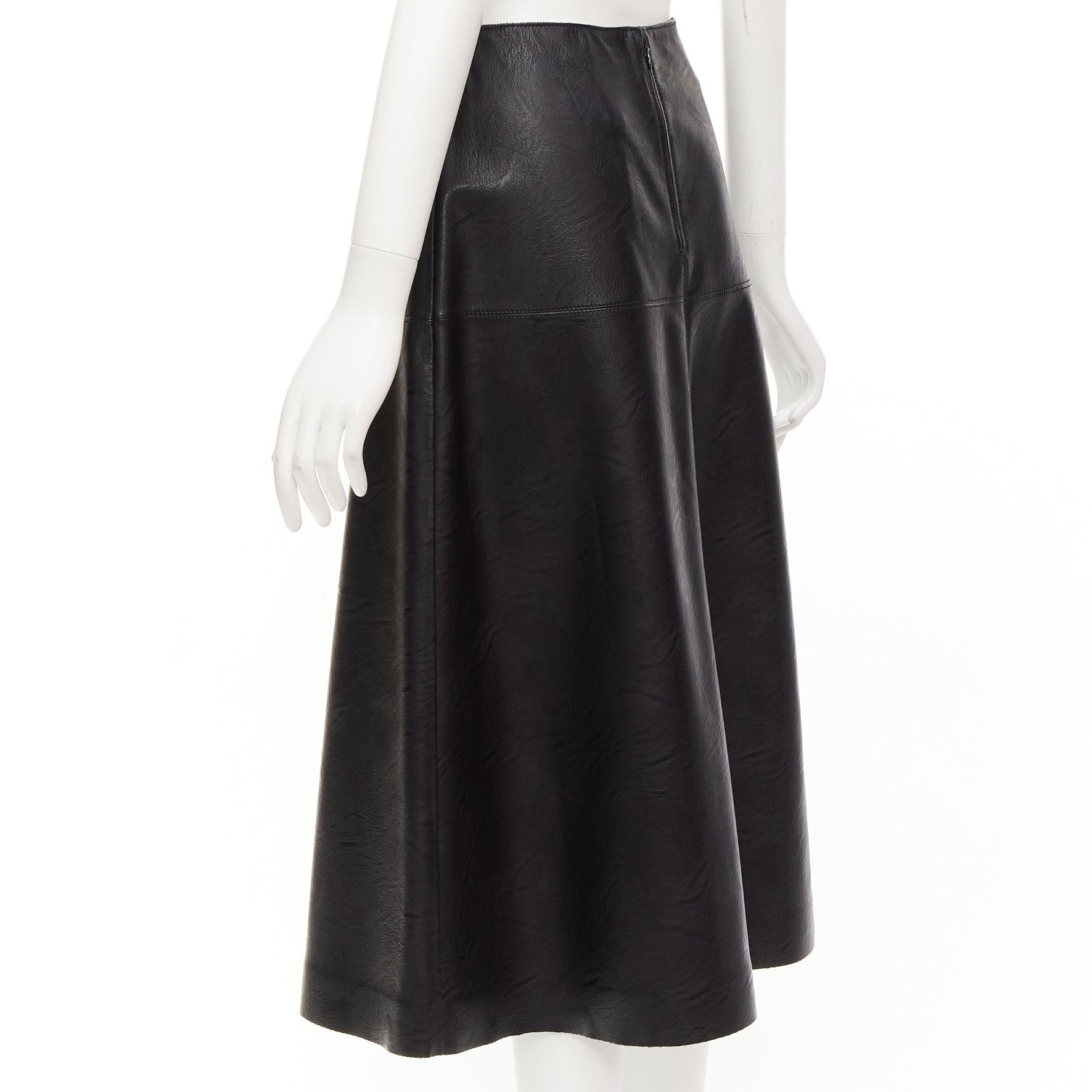 Women's STELLA MCCARTNEY Skin Free black vegan leather A-line midi skirt IT40 S For Sale