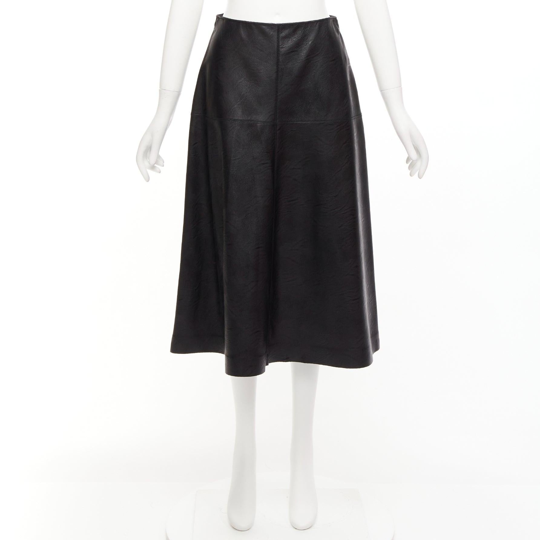 STELLA MCCARTNEY Skin Free black vegan leather A-line midi skirt IT40 S For Sale 4