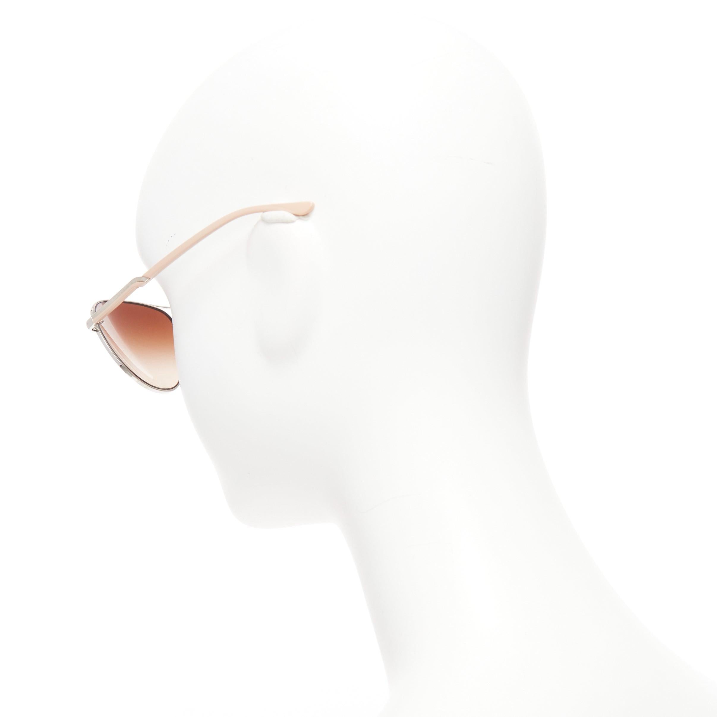 STELLA MCCARTNEY SM3011 silberne Sonnenbrille mit nacktem Rahmen und braunen Ombre-Gläsern Damen im Angebot