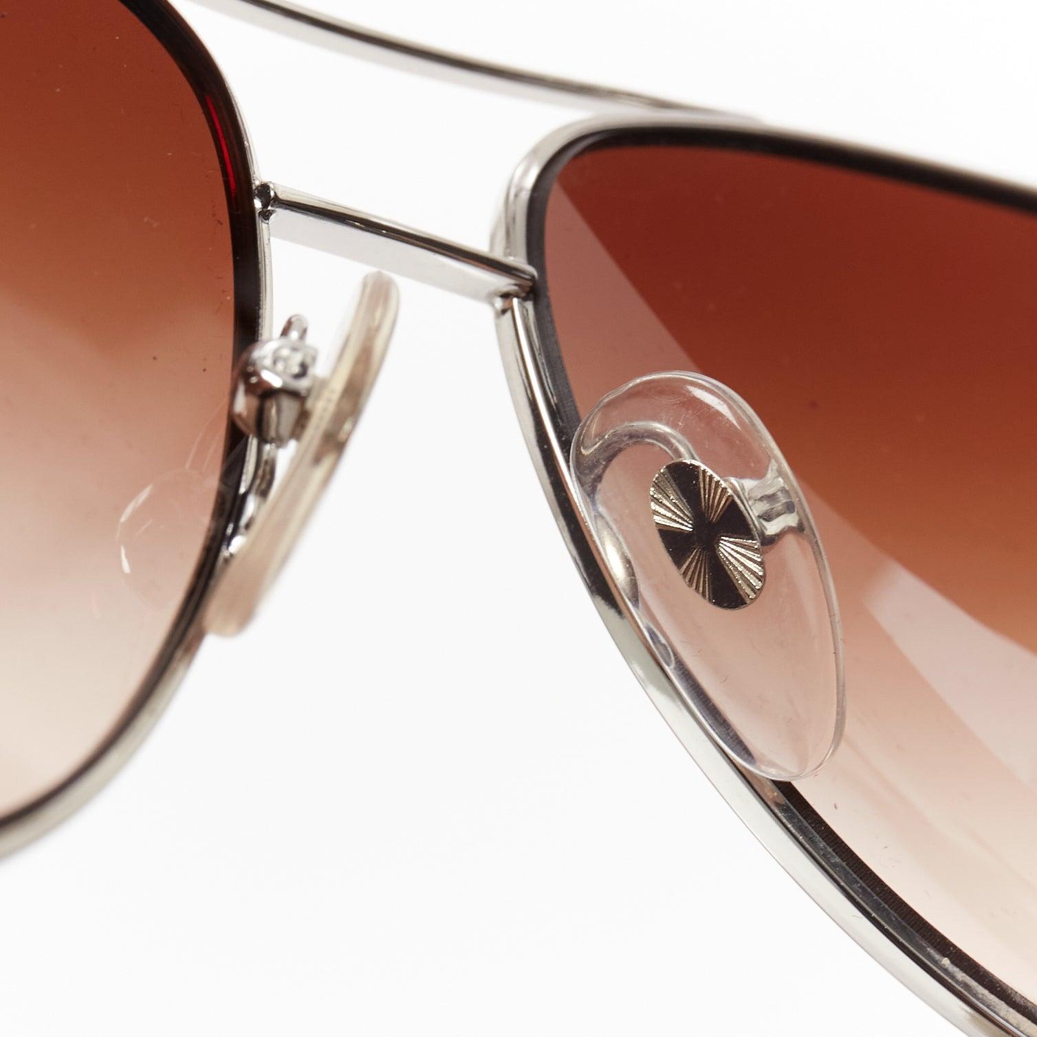 STELLA MCCARTNEY SM3011 silberne Sonnenbrille mit nacktem Rahmen und braunen Ombre-Gläsern im Angebot 4