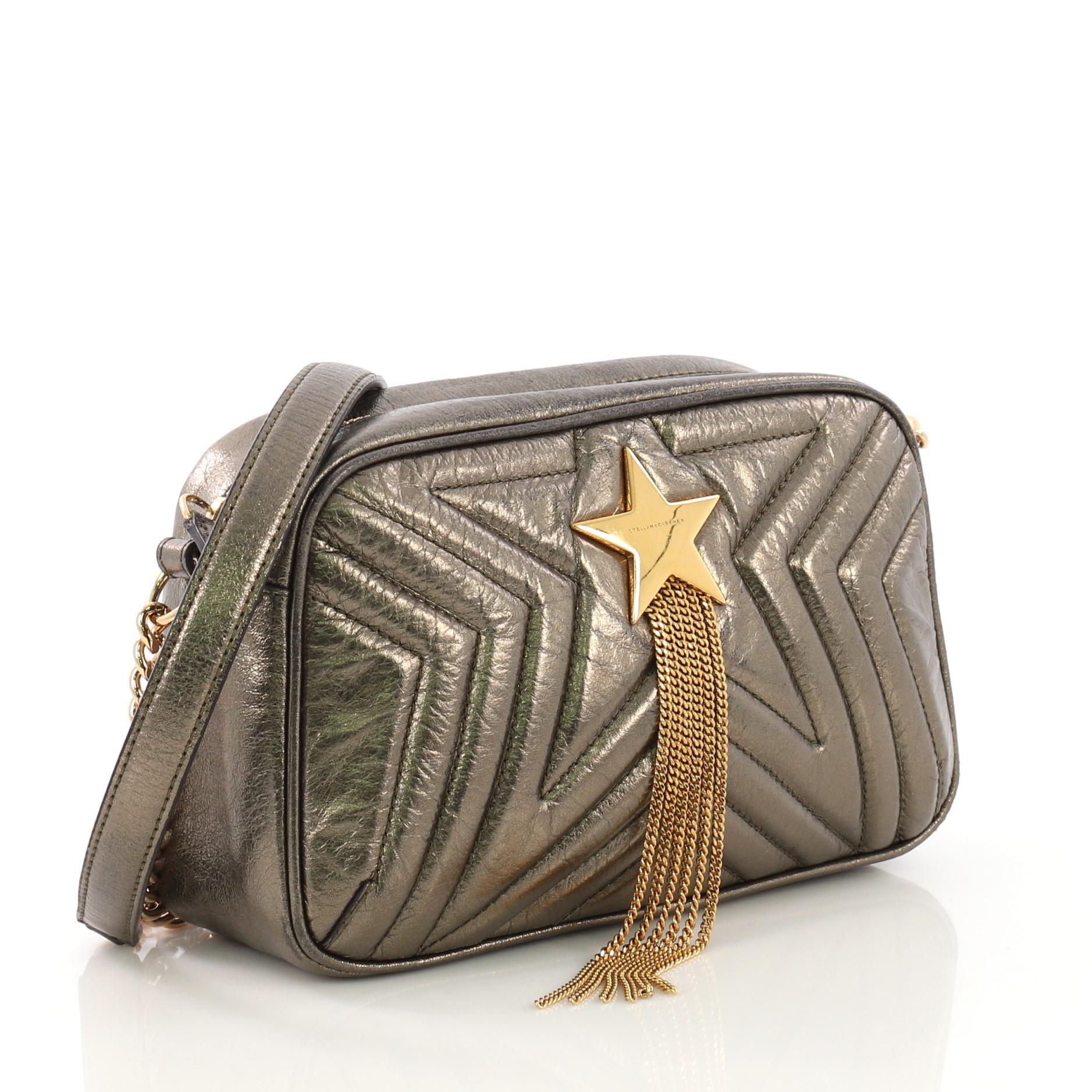 Gray Stella McCartney Stella Star Crossbody Bag Quilted Faux Leather Small