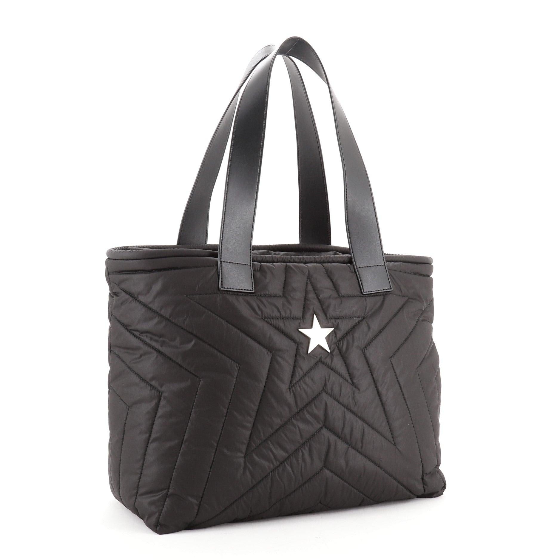 Stella McCartney Stella Star Tote Quilted Nylon Large
Black

Condition Details: Light wear on exterior and in interior, minor scuffs on handles, scratches on hardware.

52313MSC

Height 13