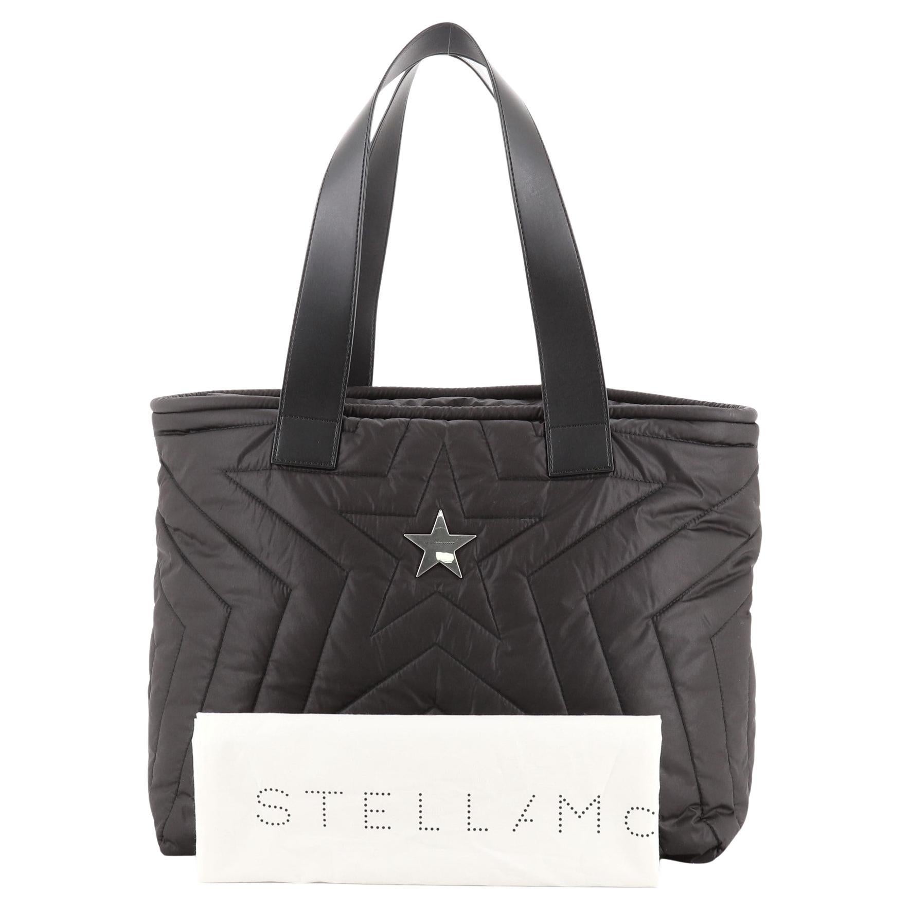 Stella McCartney Stella Star Tote Quilted Nylon Large Black   For Sale