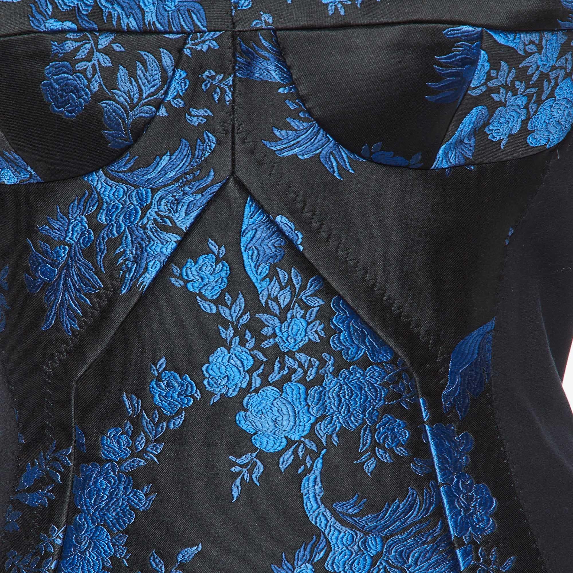 Stella McCartney Stretch Crepe geblümtes Jacquard getäfeltes Bustier Midikleid S (Violett) im Angebot
