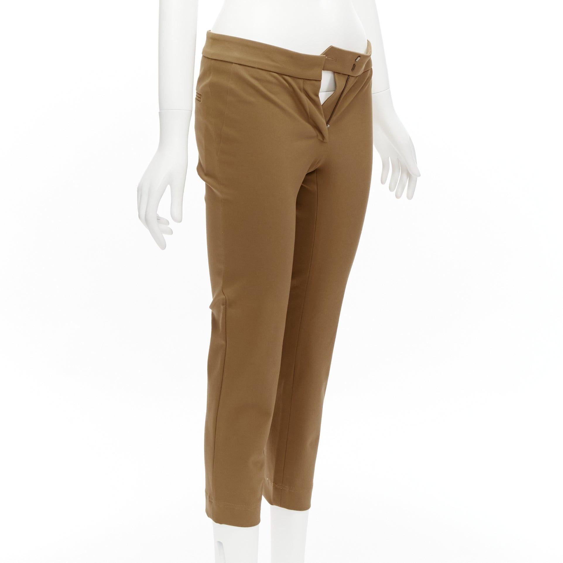 Brown STELLA MCCARTNEY tan brown cotton blend stretchy cropped pants IT38 XS For Sale