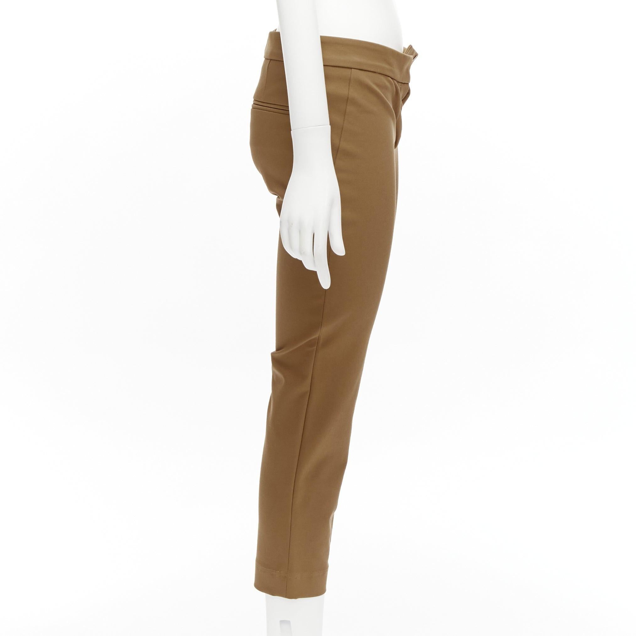 STELLA MCCARTNEY tan brown cotton blend stretchy cropped pants IT38 XS In Excellent Condition For Sale In Hong Kong, NT