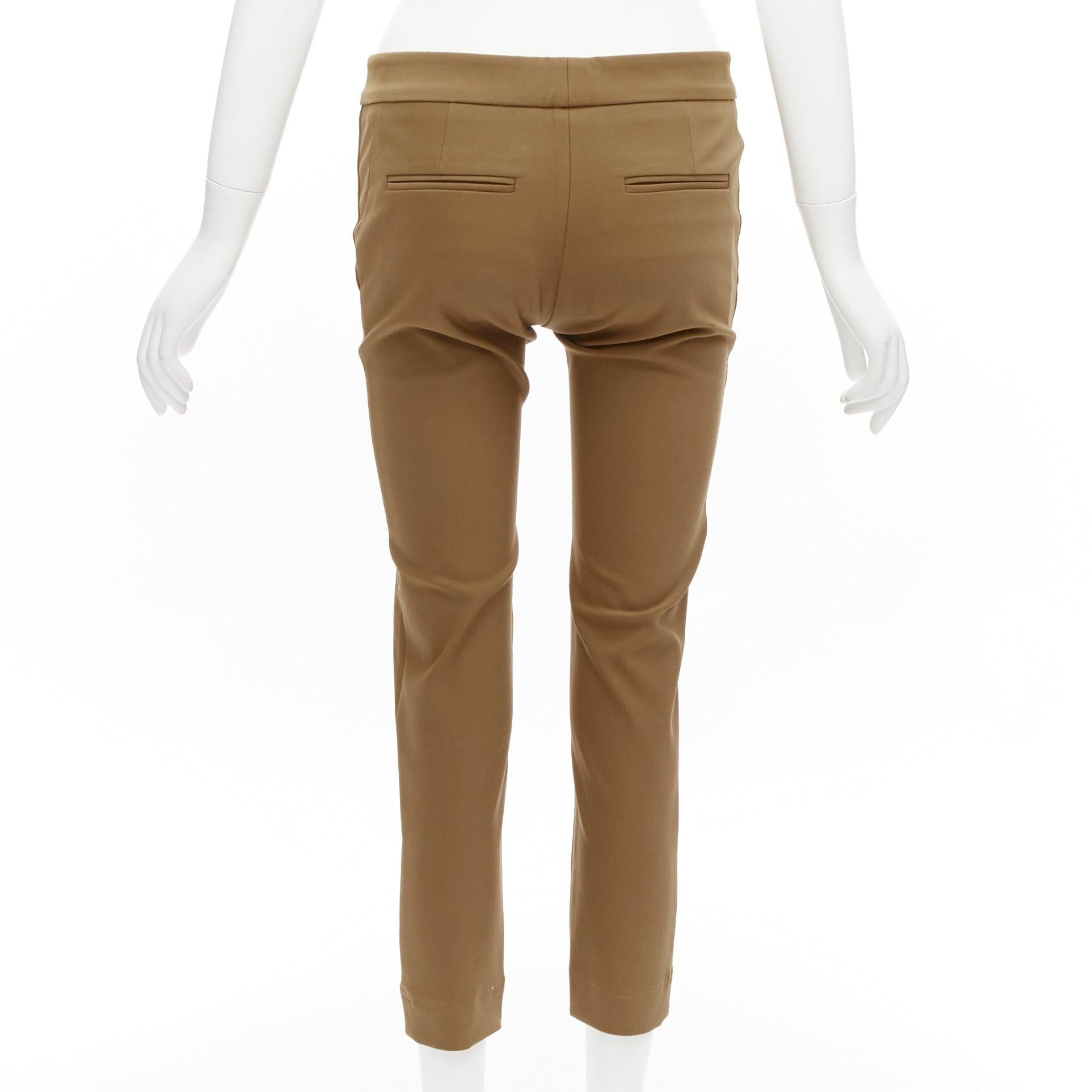 Women's STELLA MCCARTNEY tan brown cotton blend stretchy cropped pants IT38 XS For Sale