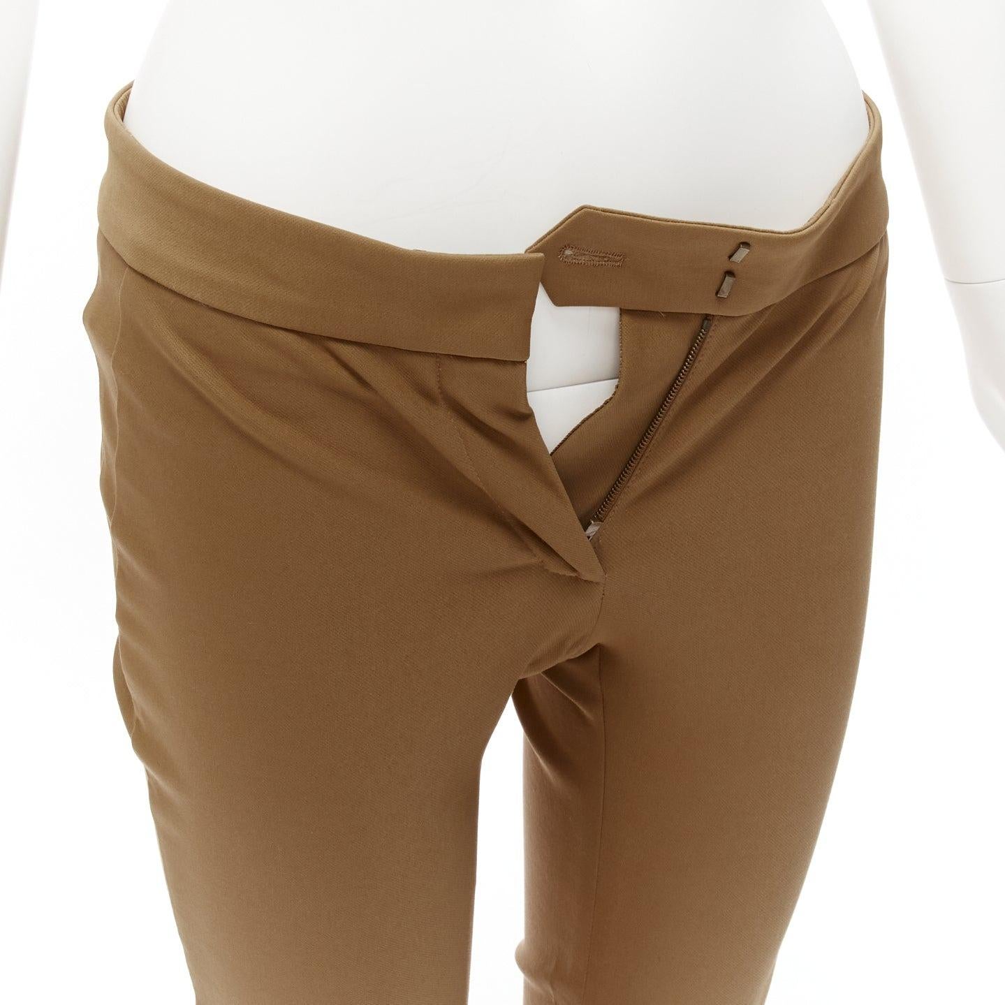 STELLA MCCARTNEY tan brown cotton blend stretchy cropped pants IT38 XS For Sale 2