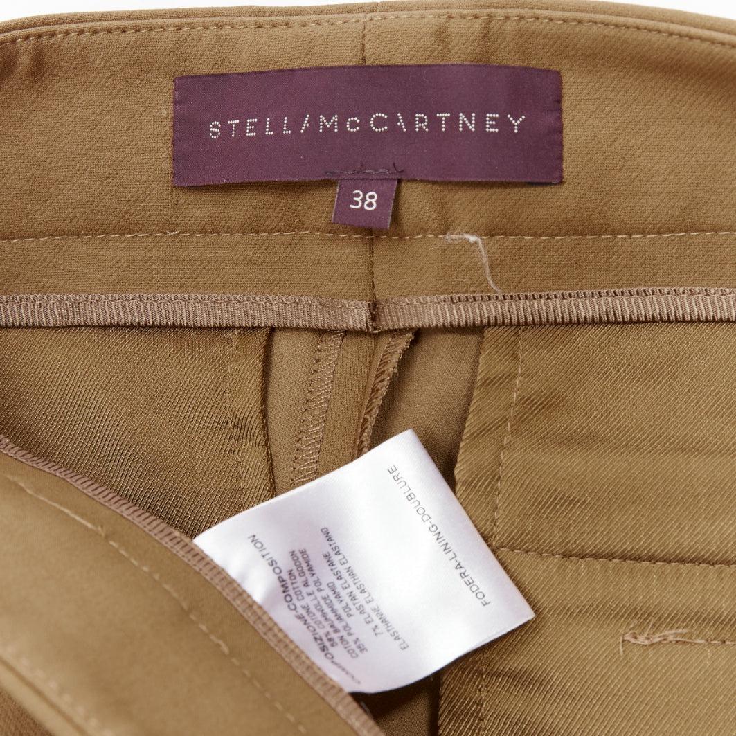 STELLA MCCARTNEY tan brown cotton blend stretchy cropped pants IT38 XS For Sale 3