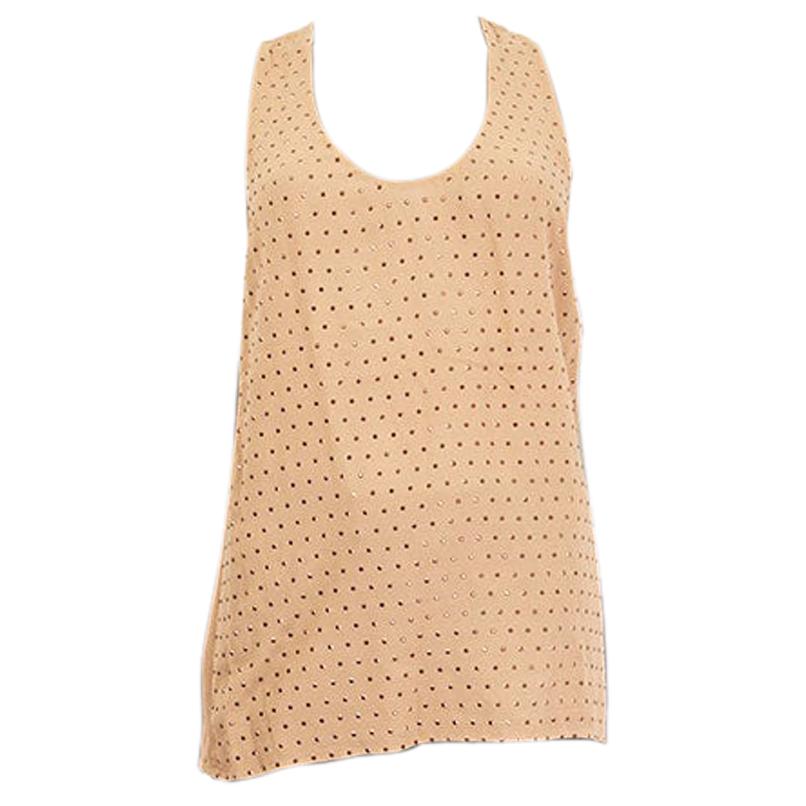 STELLA MCCARTNEY tan viscose BEADED Tank Top Shirt 38 XS