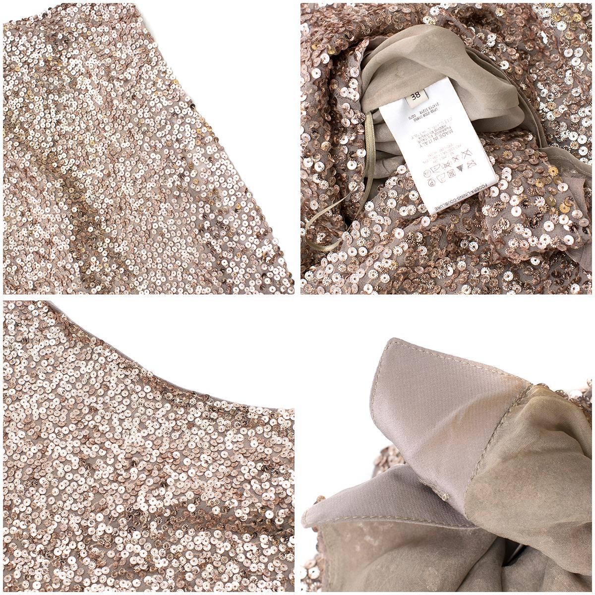 Women's Stella McCartney Taupe Sequin Shift Dress - Size US 2 For Sale