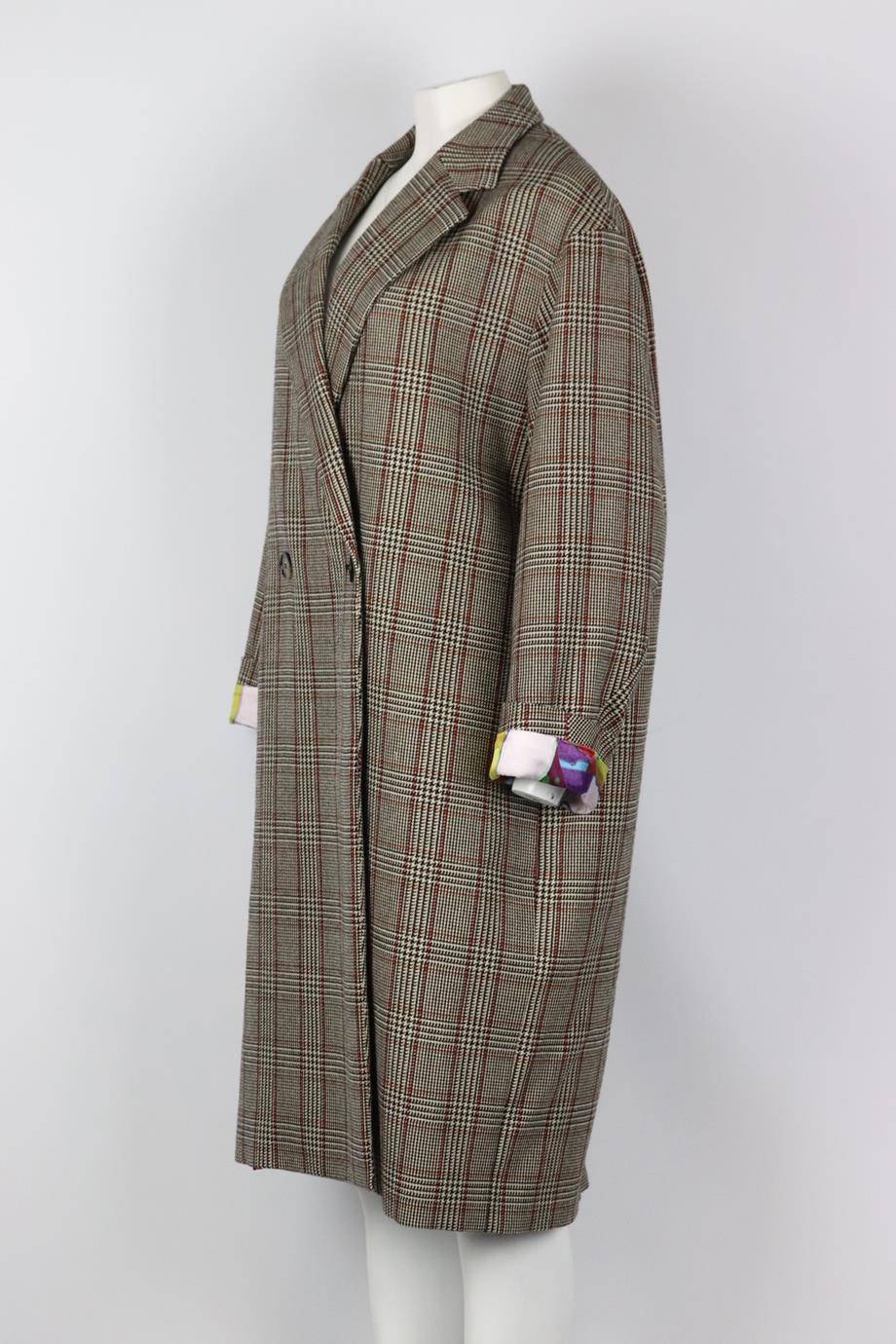 Stella Mccartney + The Beatles Double Breasted Checked Wool Coat It 46 Uk 14 In Excellent Condition In London, GB