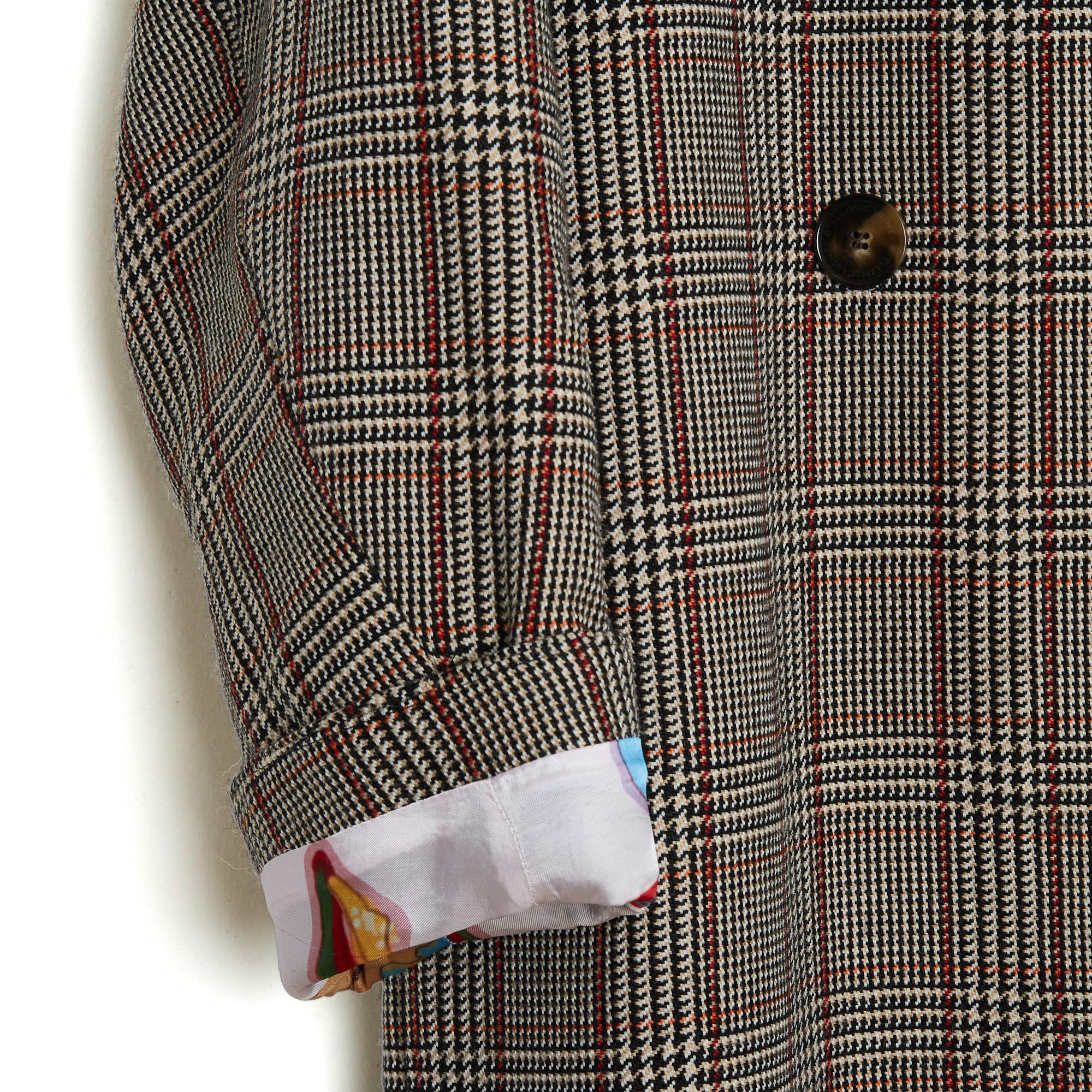 Noir Stella McCartney The Beatles Manteau Oversize FR36 Wool Check Maxi Coat UK8 US6 en vente