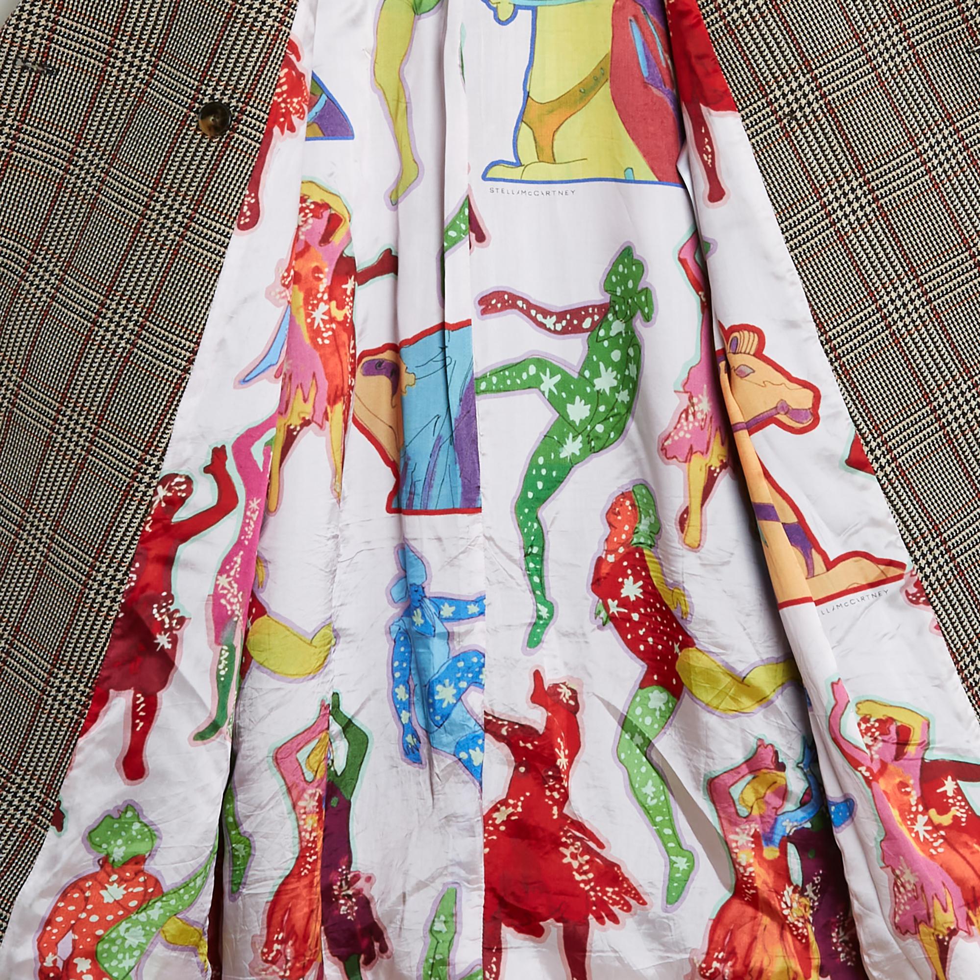 Stella McCartney The Beatles Manteau Oversize FR36 Wool Check Maxi Coat UK8 US6 Unisexe en vente