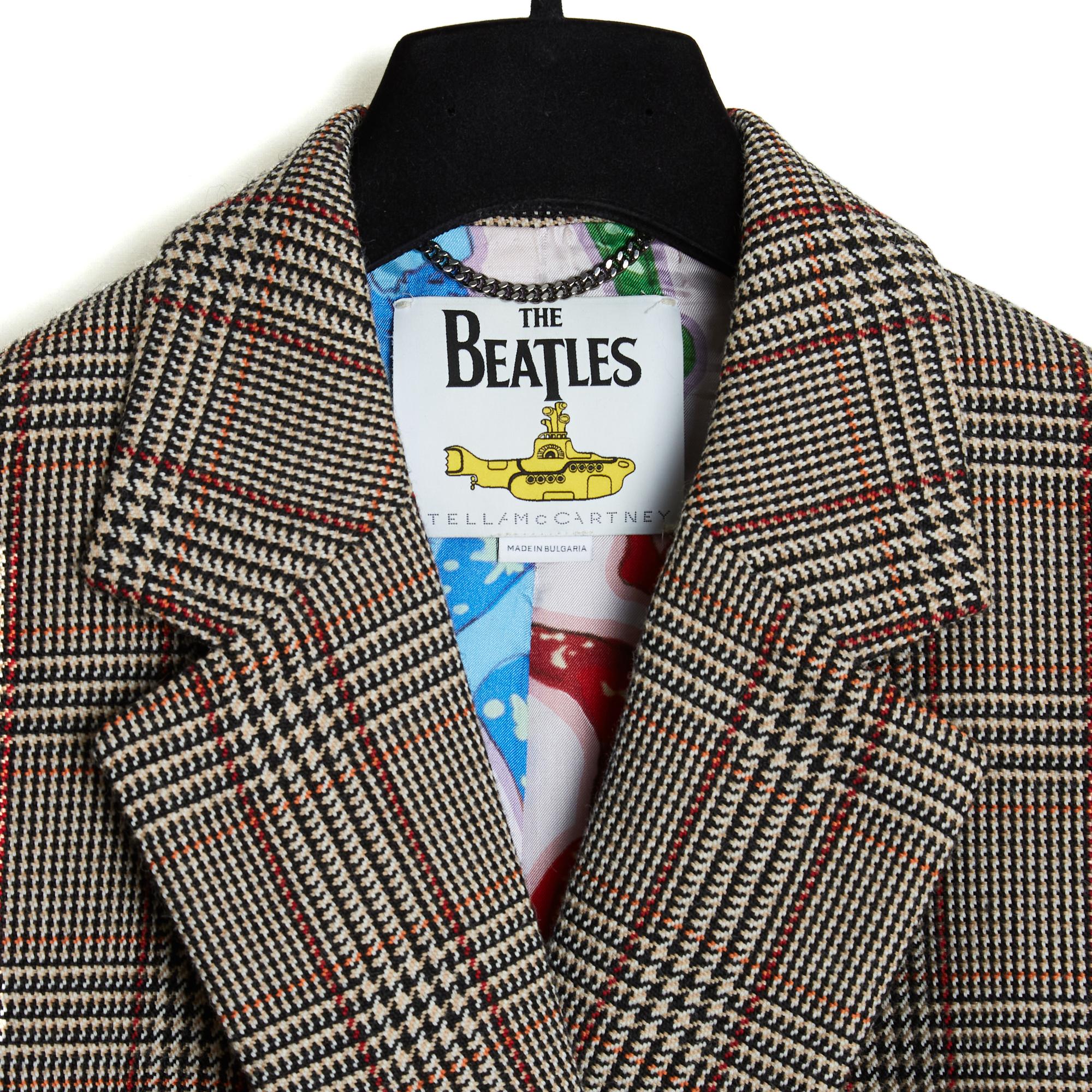 Stella McCartney The Beatles Manteau Oversize FR36 Wool Check Maxi Coat UK8 US6 en vente 1