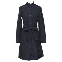 STELLA MCCARTNEY Trench Coat Navy Blue Buttons Mid-Length Belt Clothing Sz 38