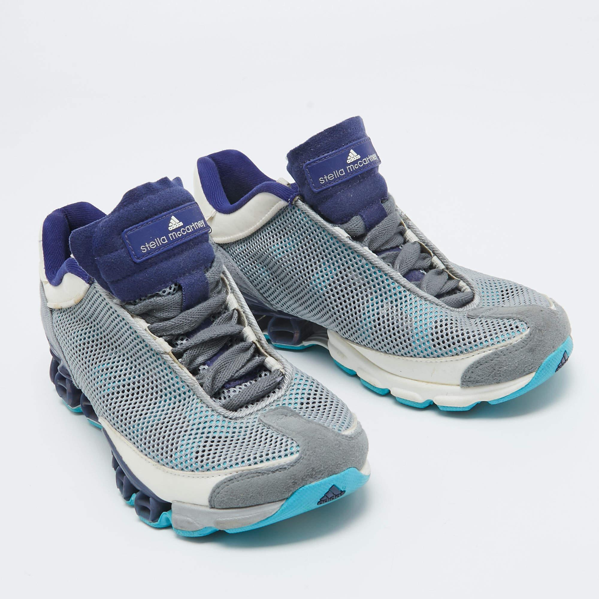 Stella McCartney Tricolor Mesh und Kunstleder Low Top Turnschuhe Größe 36 2/3 im Zustand „Relativ gut“ im Angebot in Dubai, Al Qouz 2