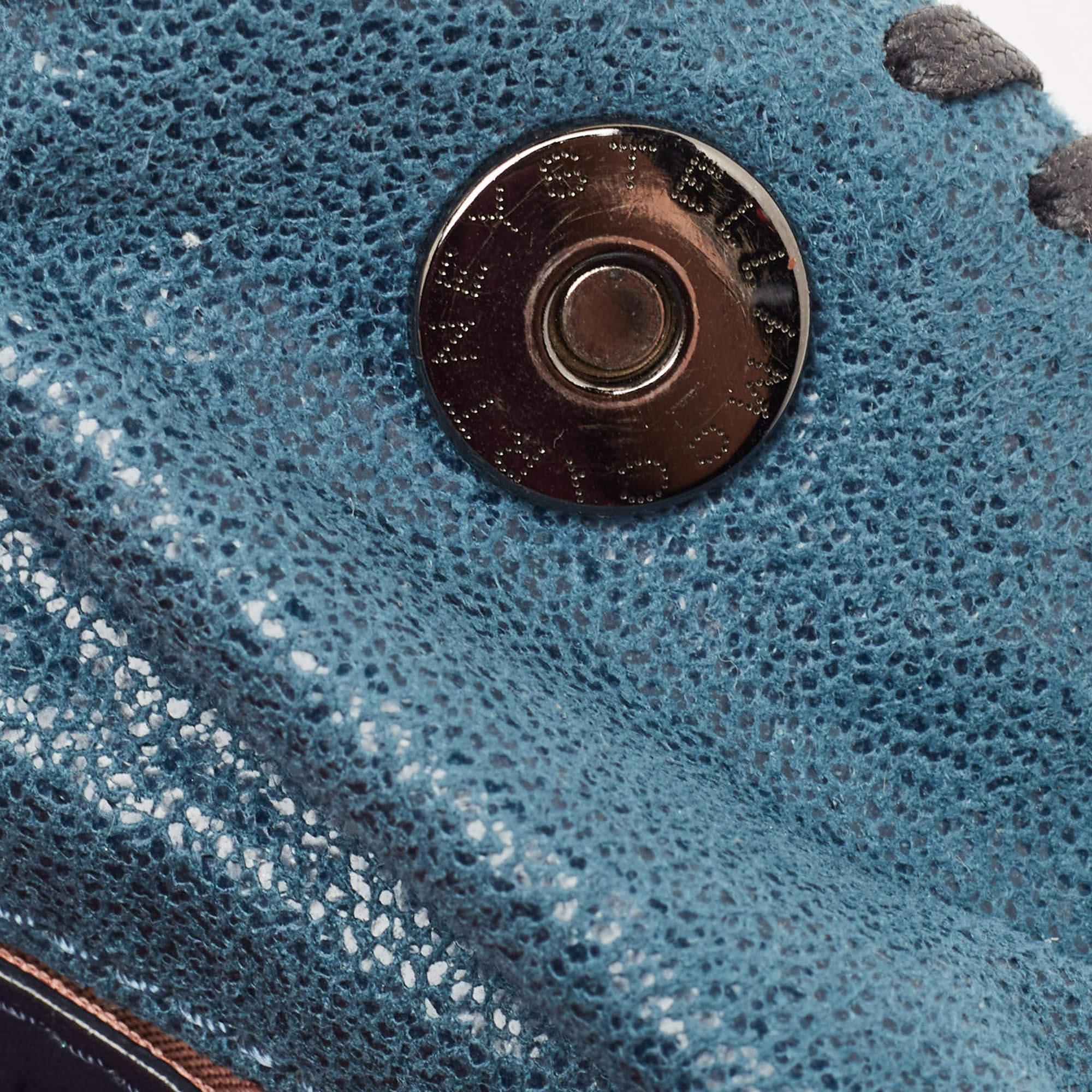 Stella McCartney Two Tone Blue Faux Leather Mini Falabella Tote In Good Condition In Dubai, Al Qouz 2