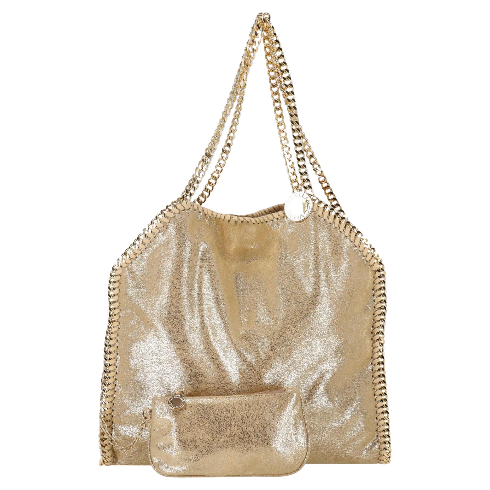 Stella McCartney Vegan Leather Falabella Chain-Link Tote Bag With Matching Pouch
