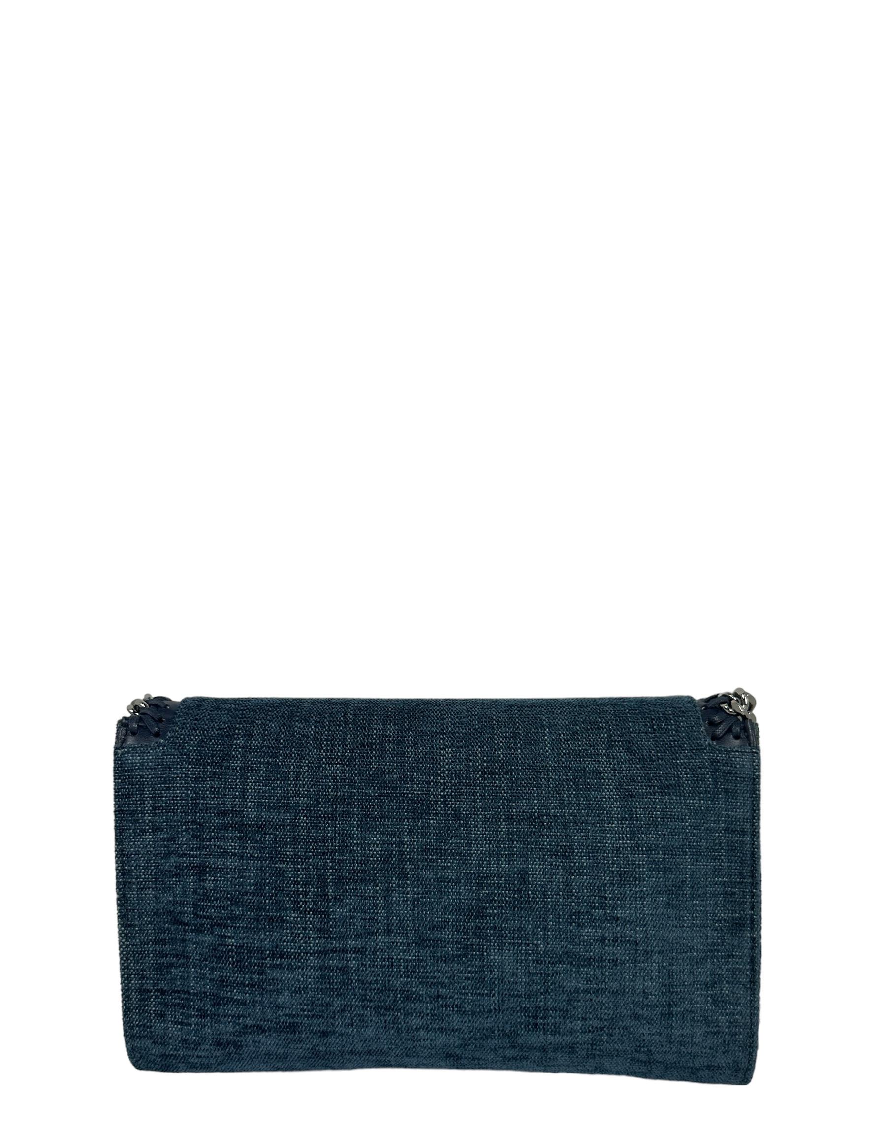 Women's Stella McCartney Velvet Blue Denim Mini Clutch/ Crossbody Bag