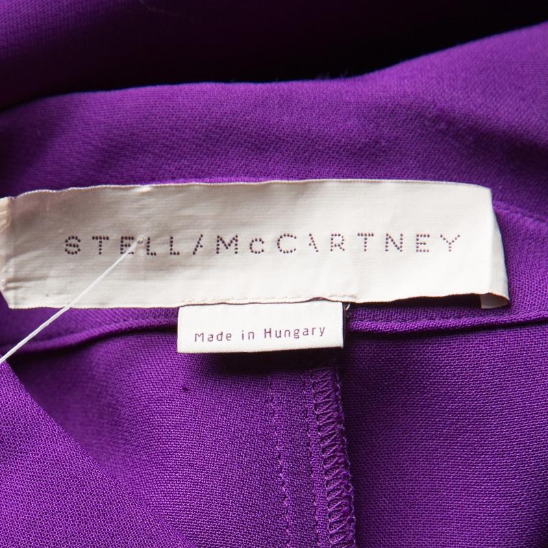 Women's Stella McCartney Violet Crepe Long Sleeve Flared Dress M
