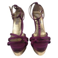 Stella McCartney violet silk gold sandals