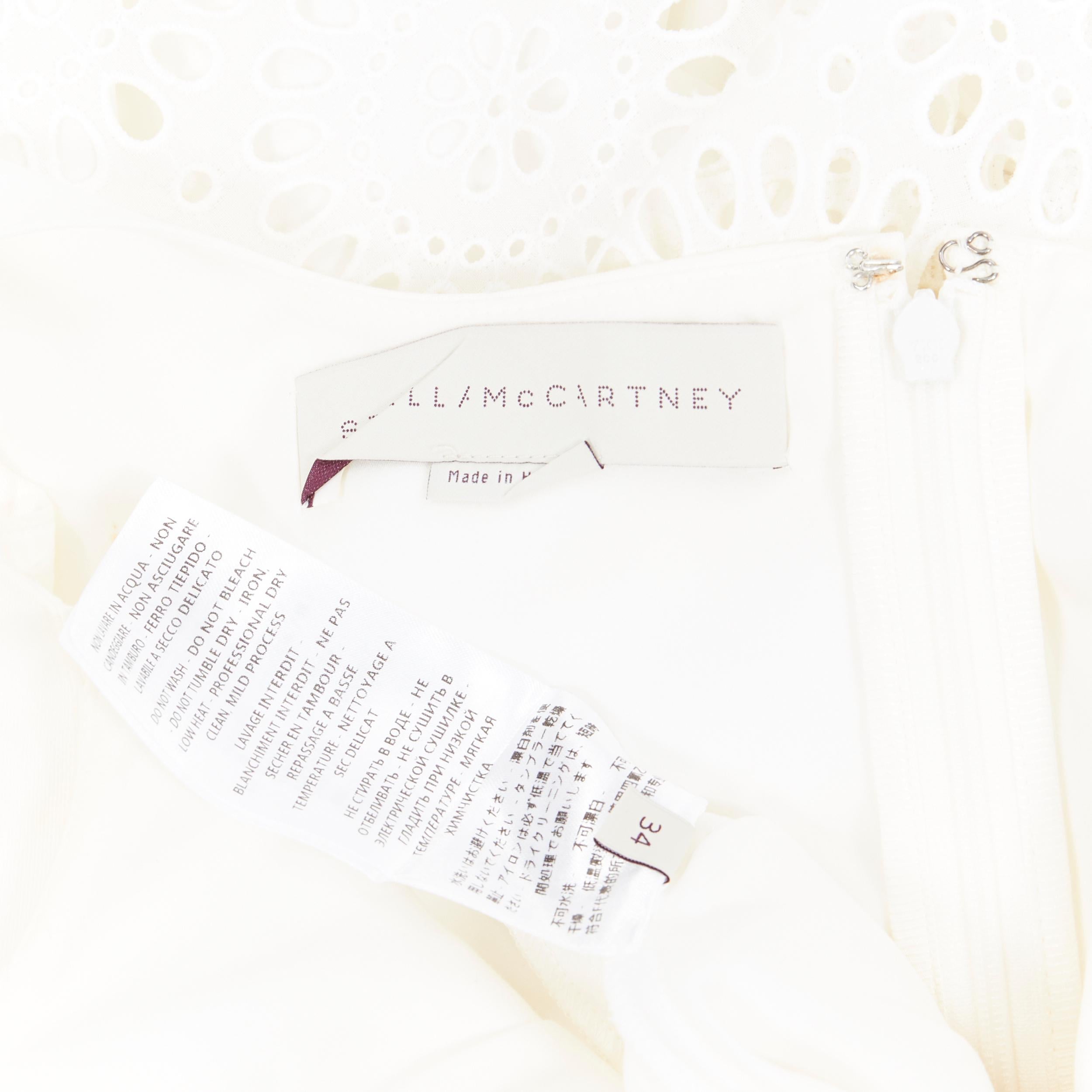 STELLA MCCARTNEY white cotton eyelet embroidery panel maxi dress IT34 XS 5
