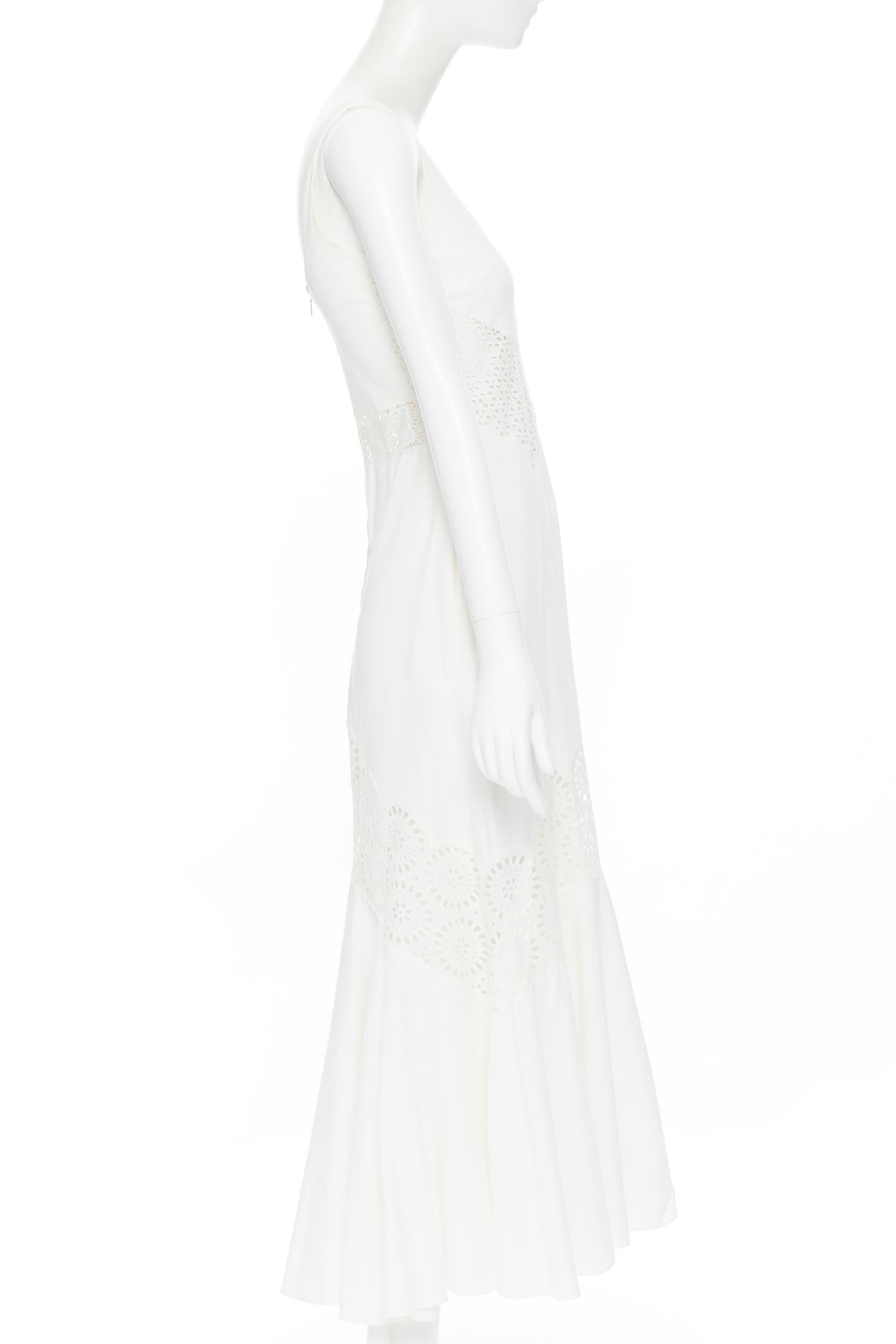 STELLA MCCARTNEY white cotton eyelet embroidery panel maxi dress IT34 XS In Good Condition In Hong Kong, NT