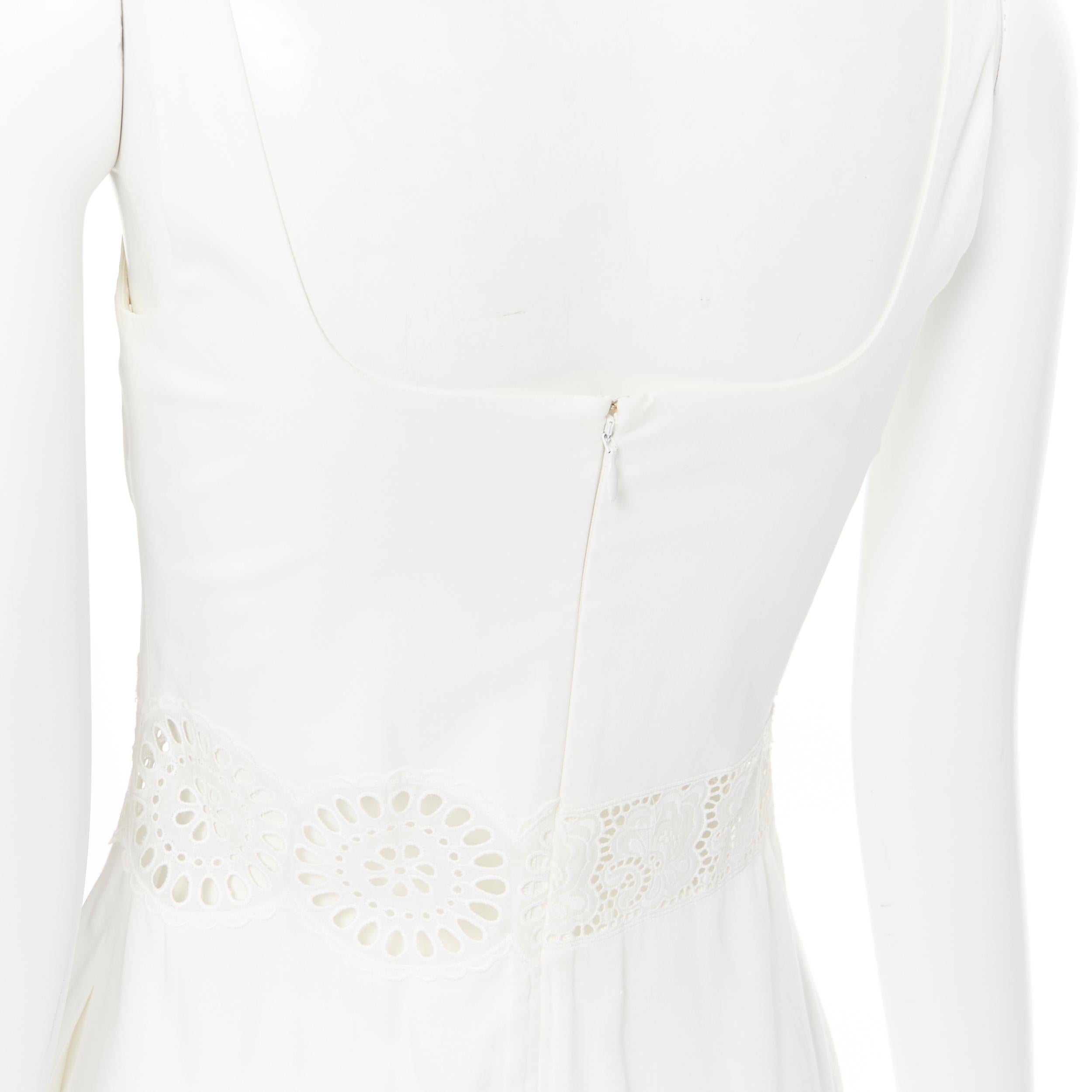 STELLA MCCARTNEY white cotton eyelet embroidery panel maxi dress IT34 XS 3