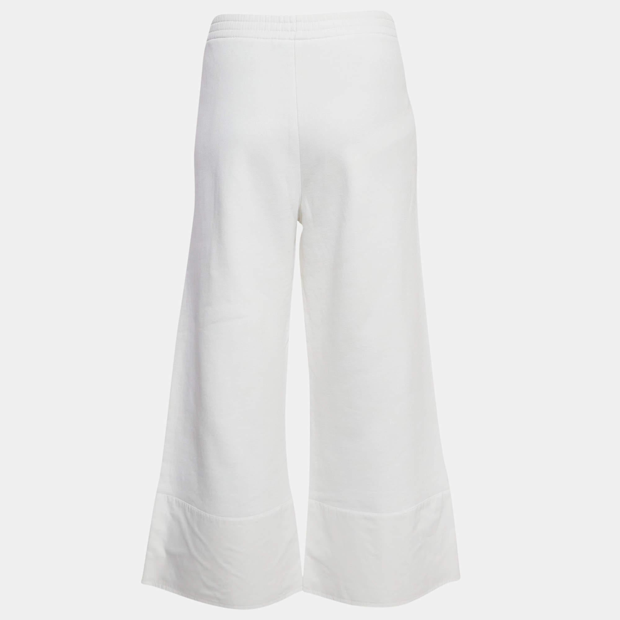 Gray Stella McCartney White Cotton Wide-Leg Sweatpants M For Sale